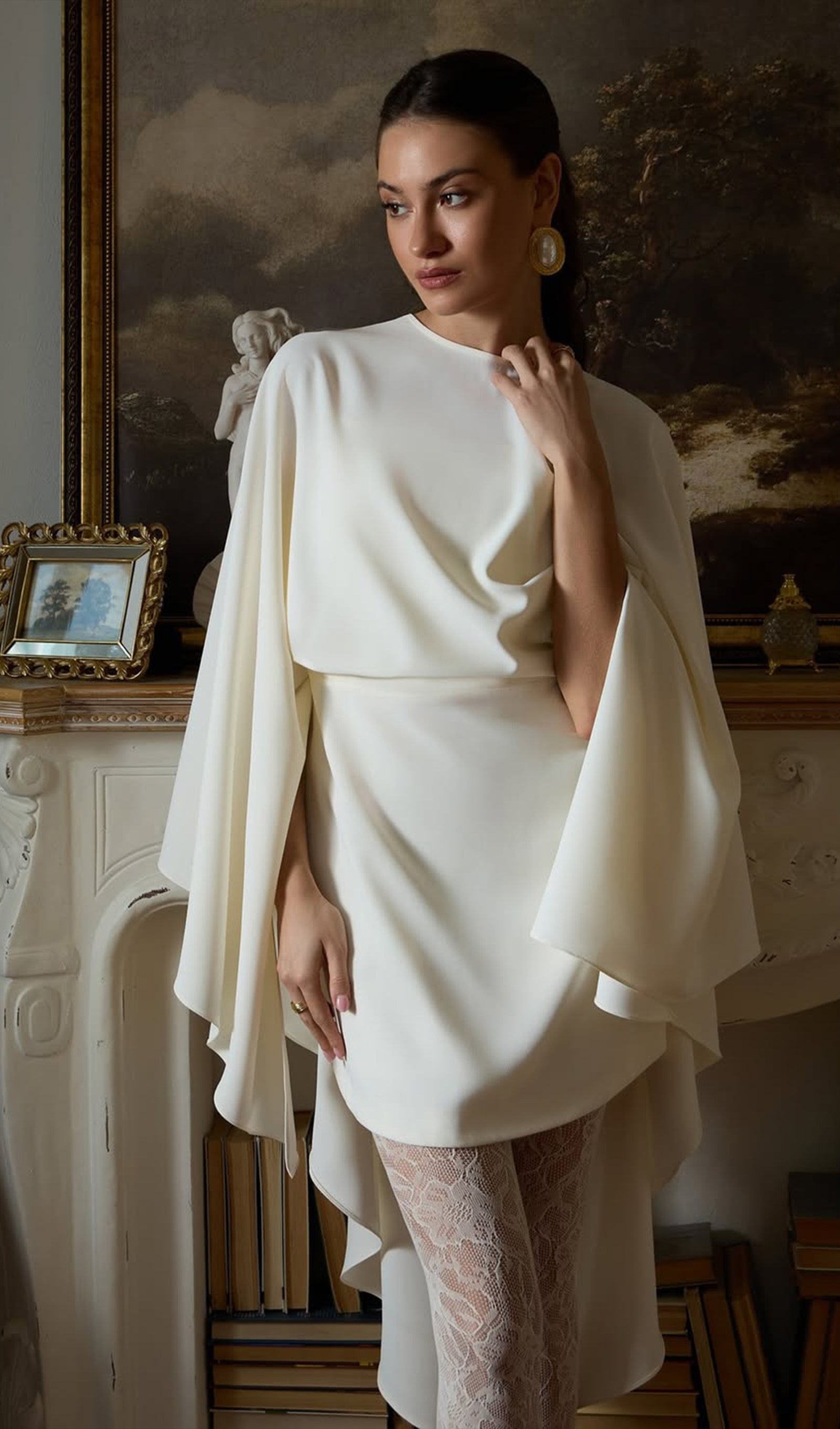 Midikleid in A-Linie mit Blumenmuster und Laternenärmeln
