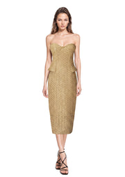 Eastmund Strapless Midi Dress In Gold