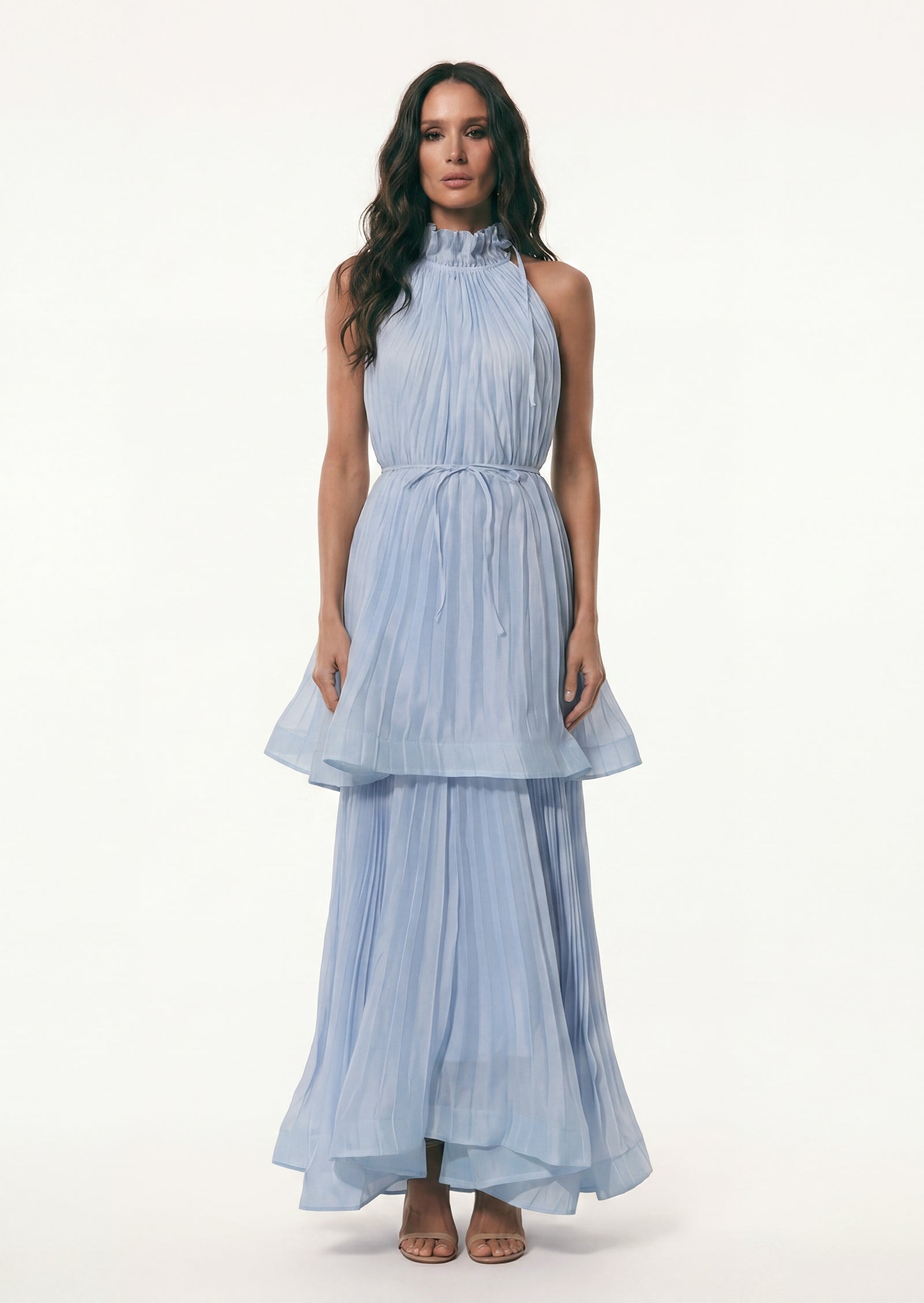 Midikleid in A-Linie mit Blumenmuster und Laternenärmeln