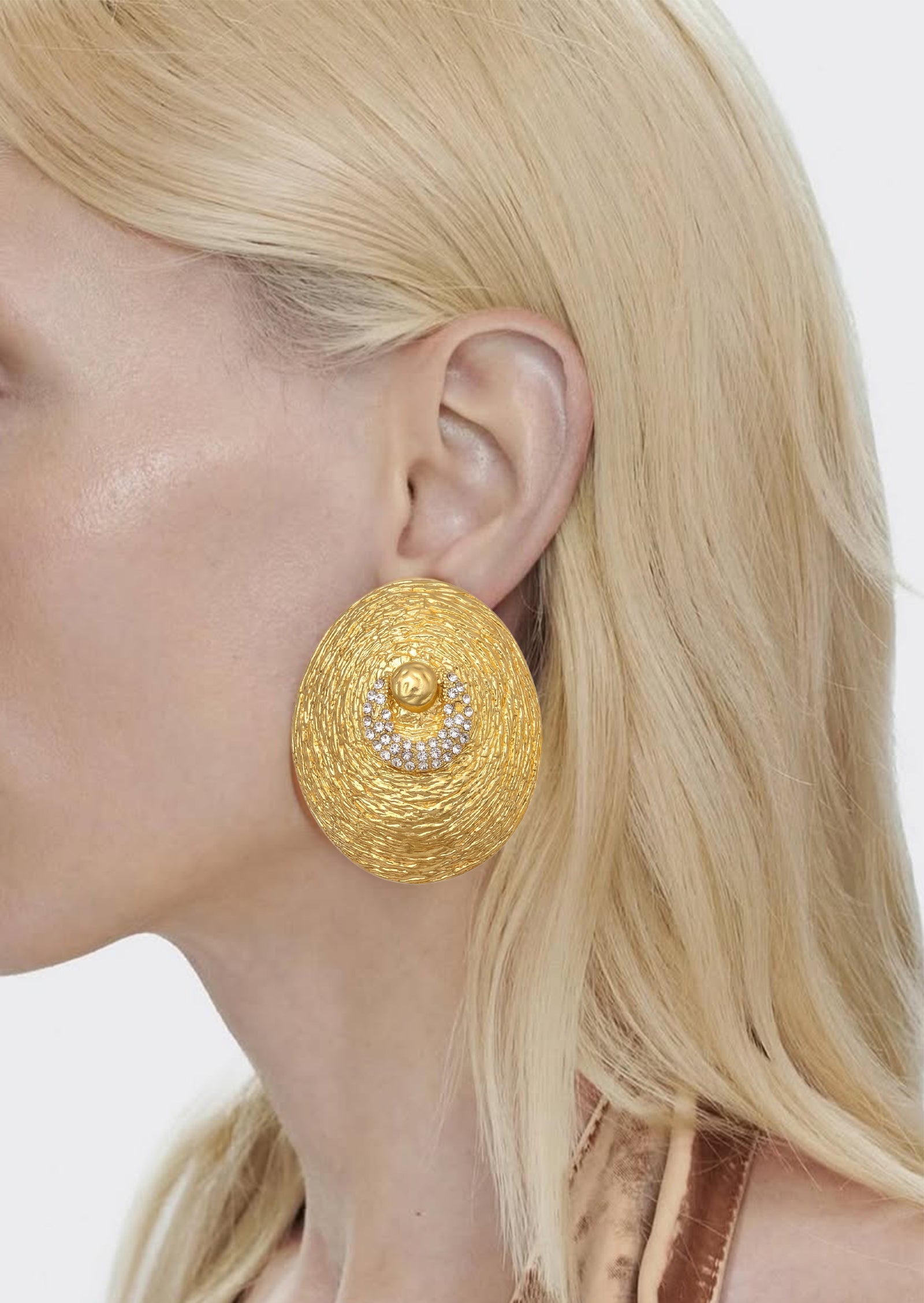 Dora Plated Oval Stud Earrings