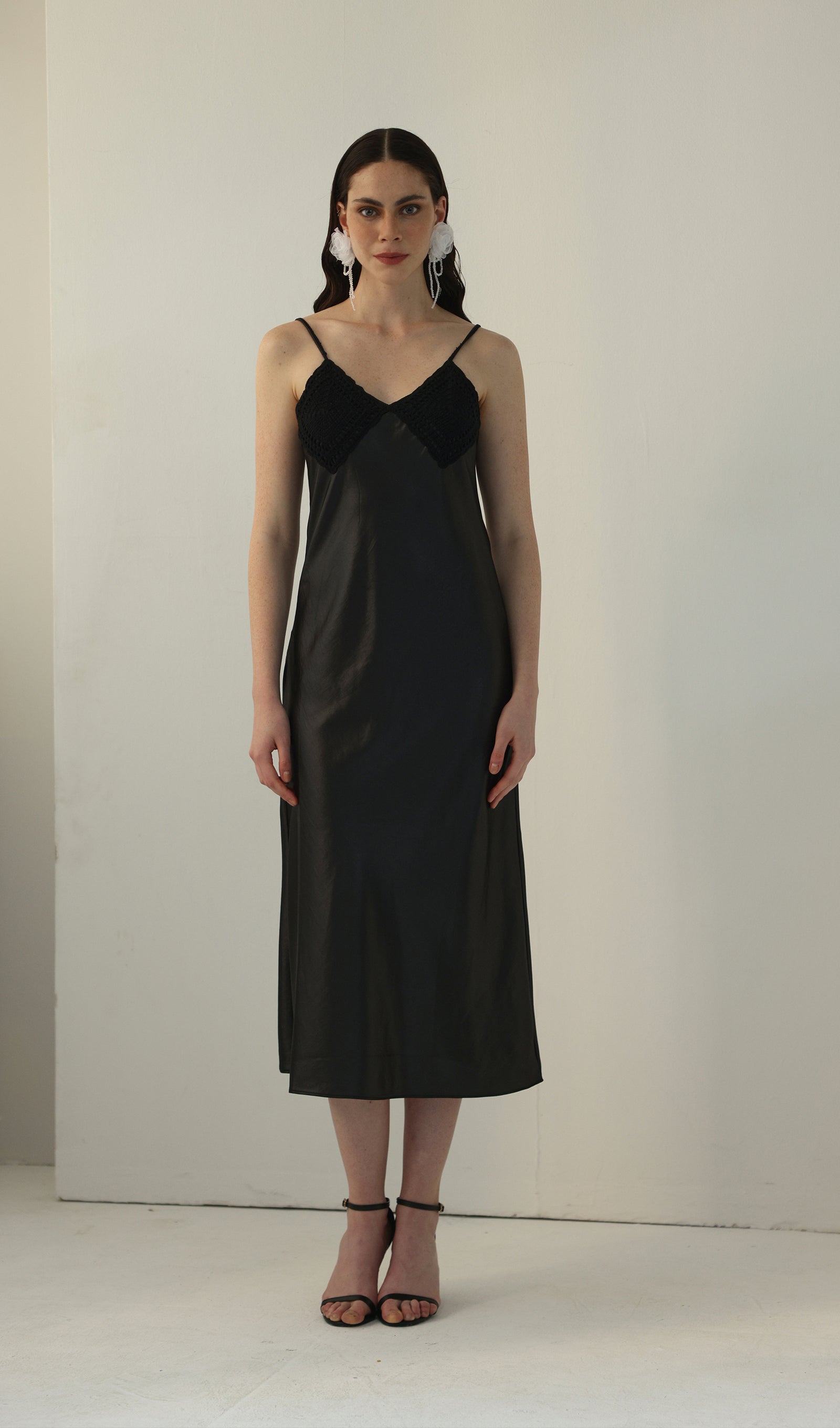 Knitted Patchwork Slip Midi Dress
