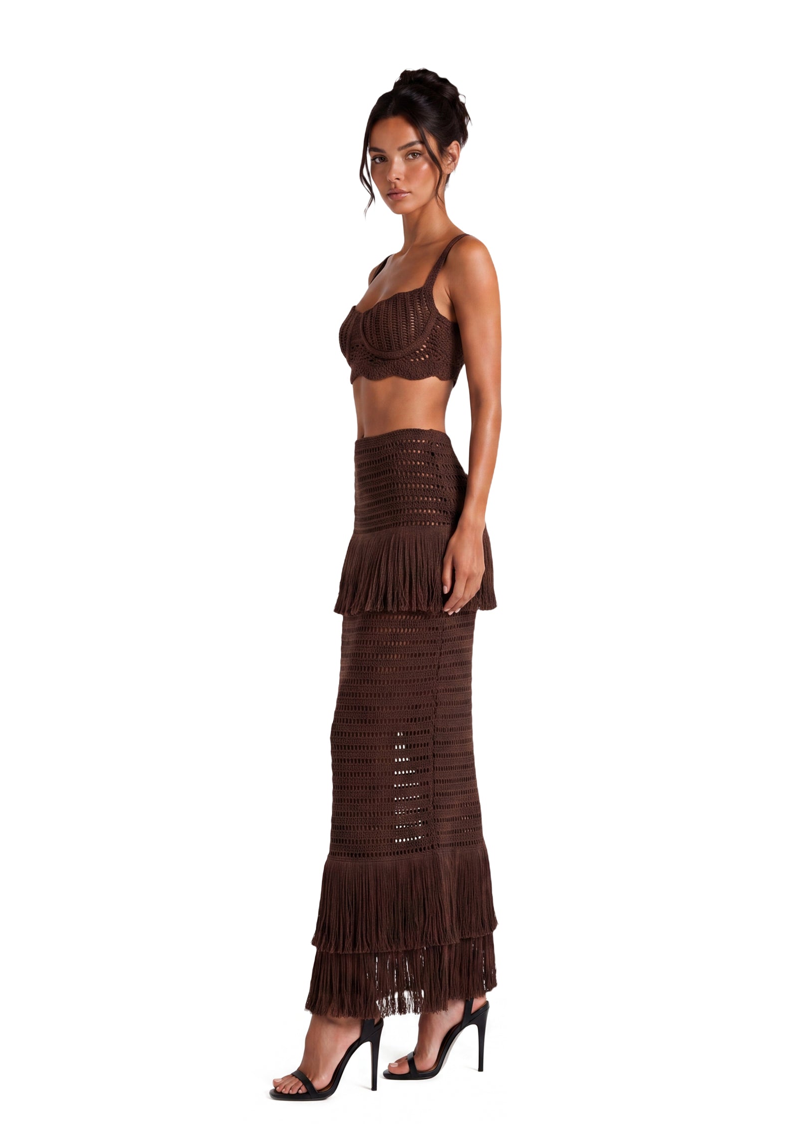 Gage Short Top & Fringed Skirt Knit Set