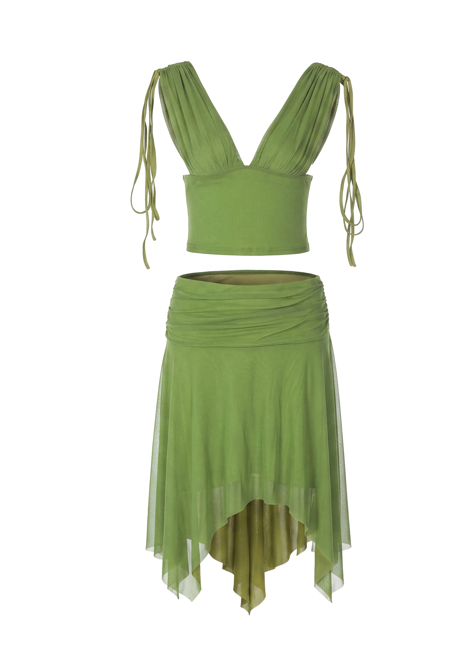 Gaius Deep V Neck Top & Skirt Set