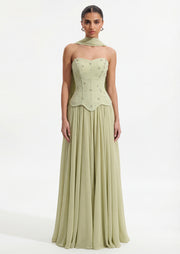 Midikleid in A-Linie mit Blumenmuster und Laternenärmeln