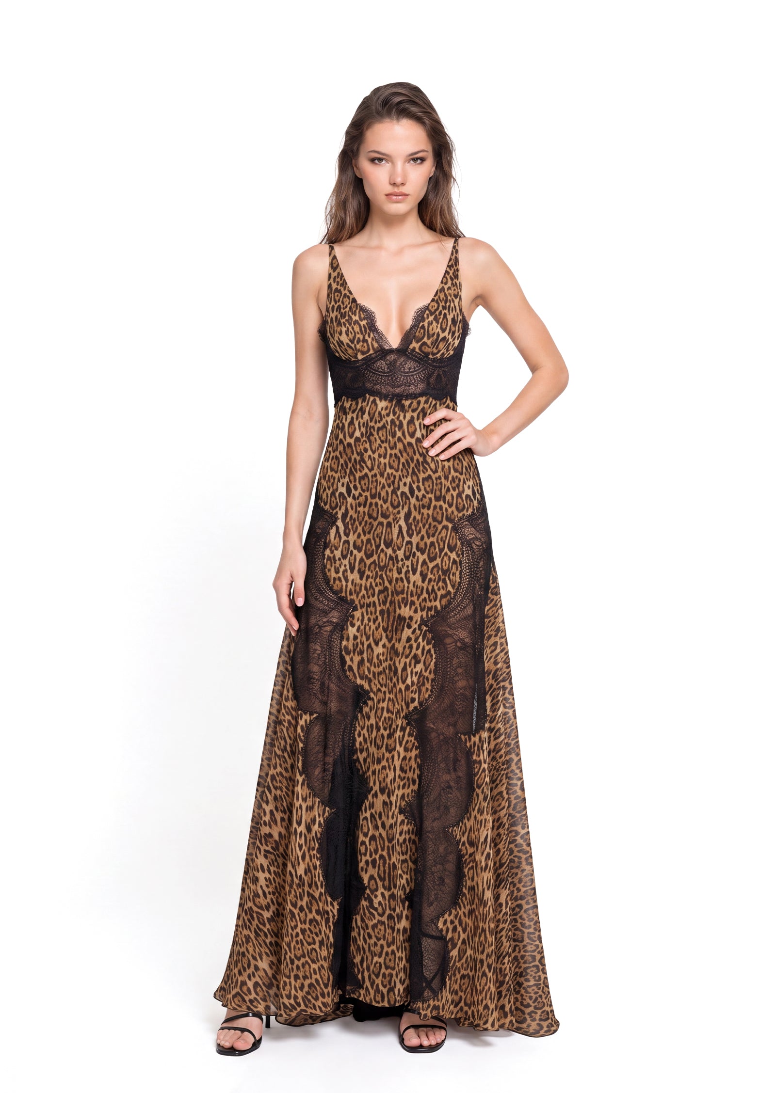 Mahina Sleeveless Printed Lace Maxi Dress