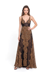 Mahina Sleeveless Printed Lace Maxi Dress
