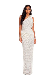 Wade One Shoulder Lace Maxi Dress In White