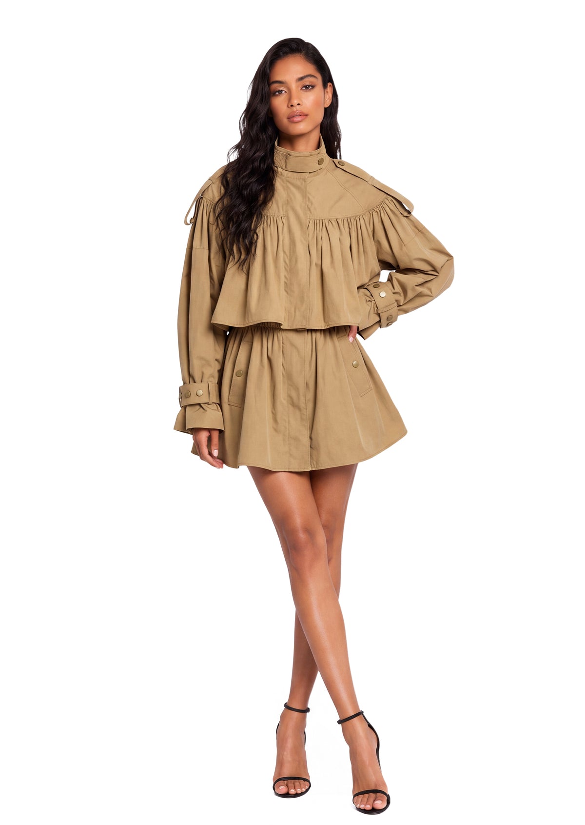 Aarani Long Sleeve Belted Midi Trench Coat