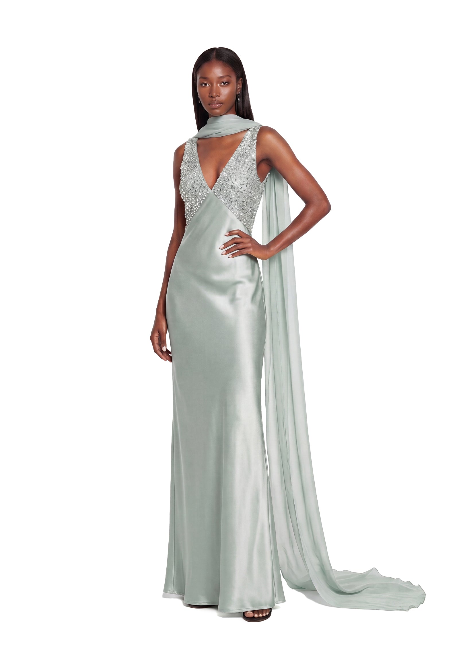 Vajra Sequined Satin Maxi Dress