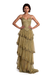 Zara Open Back Sequin Lace Maxi Dress