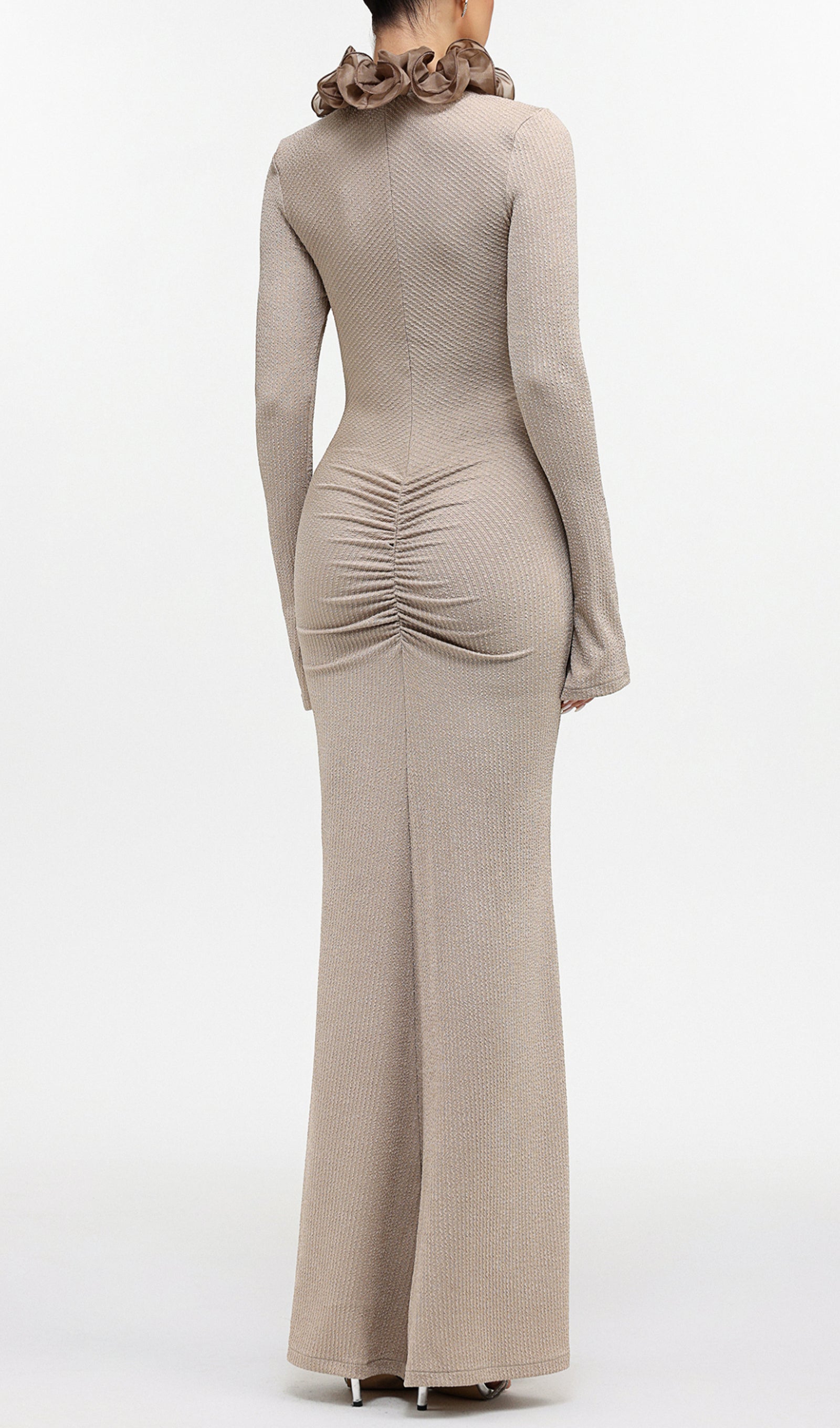 Midikleid in A-Linie mit Blumenmuster und Laternenärmeln