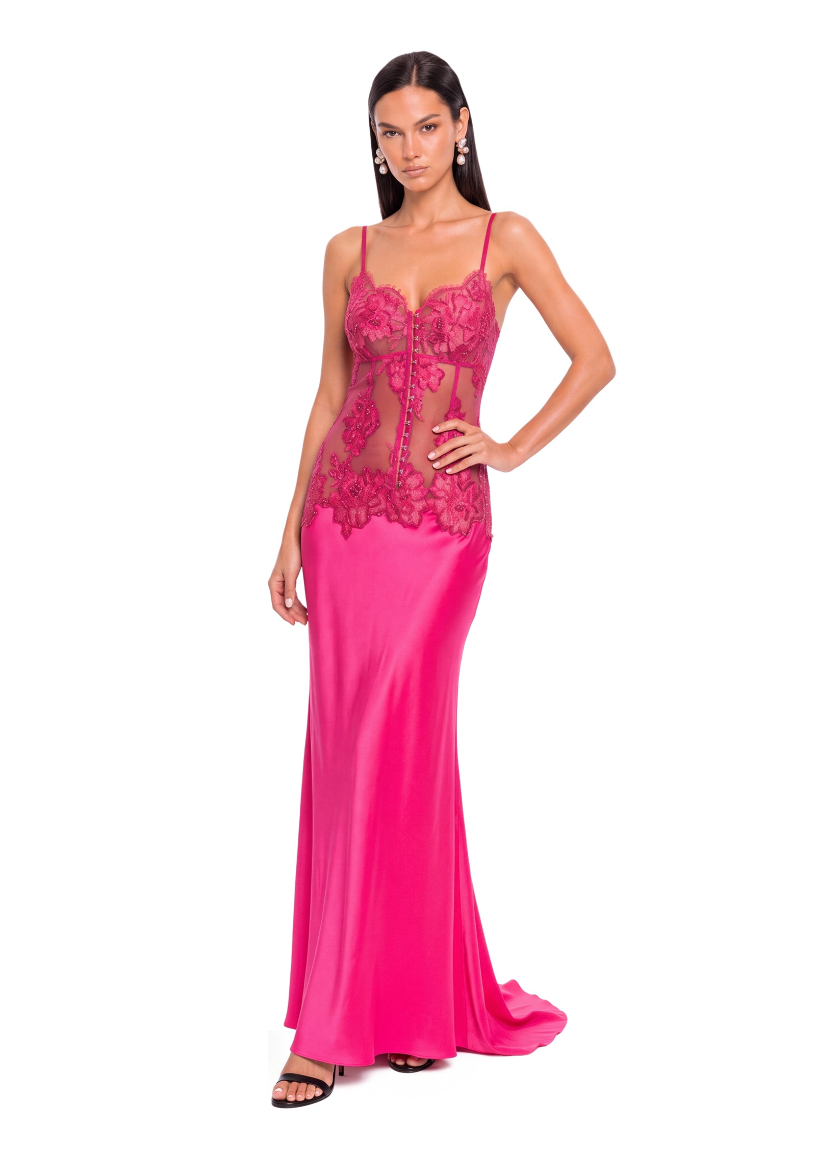 Midikleid in A-Linie mit Blumenmuster und Laternenärmeln
