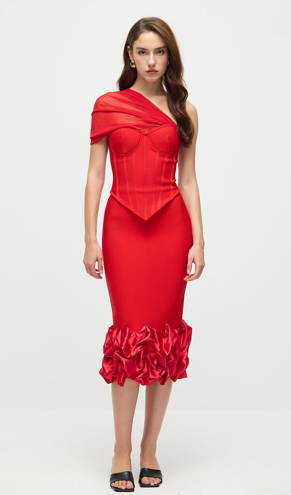 Off Shoulder Fishbone Top & Hip Skirt