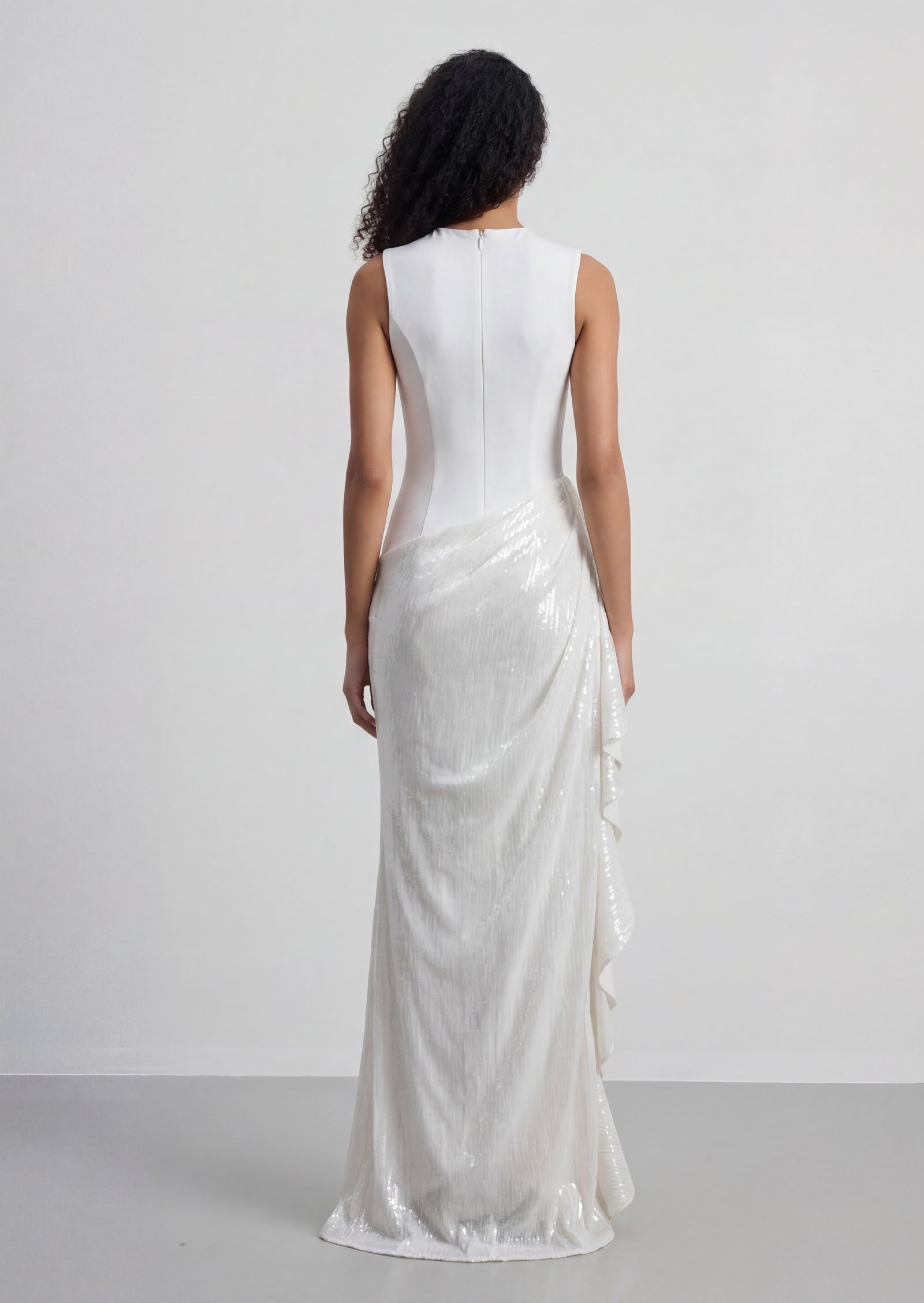 Asymmetry Maxi Dress With Sheer Skirt