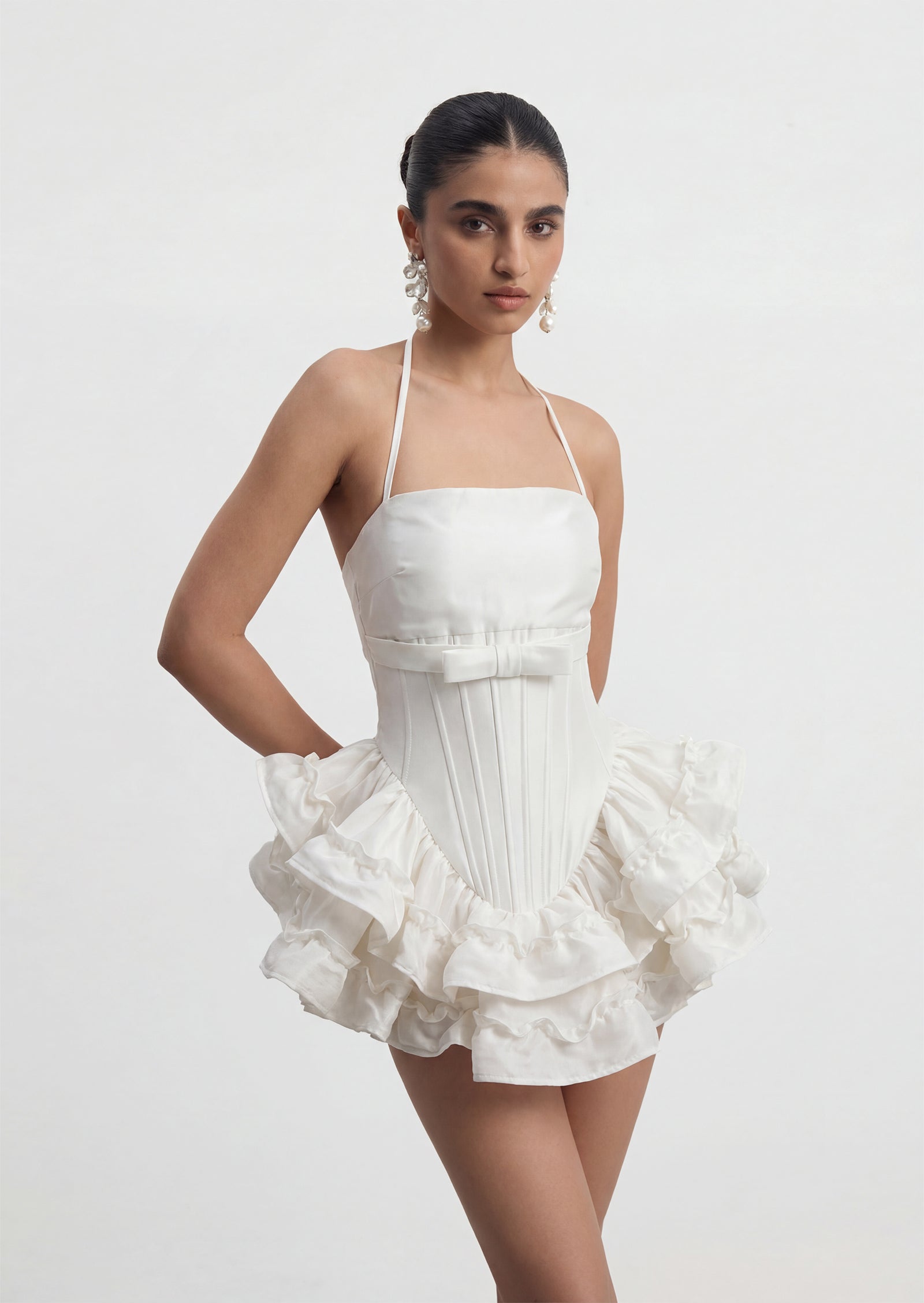 Midikleid in A-Linie mit Blumenmuster und Laternenärmeln