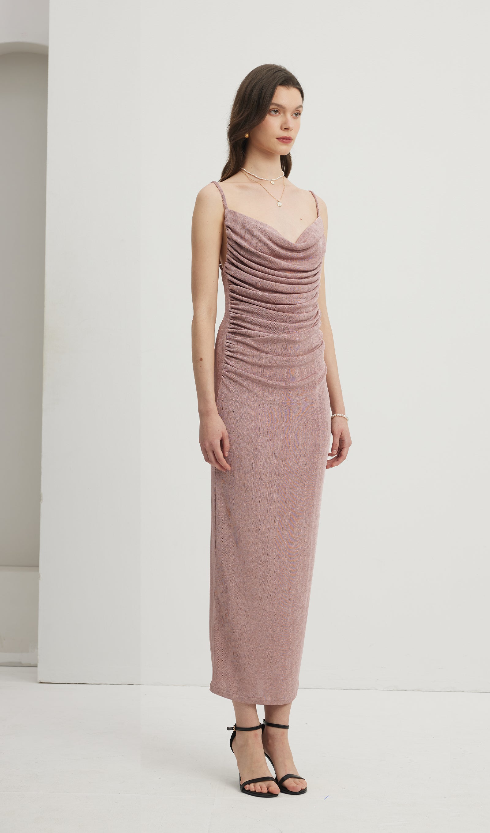Midikleid in A-Linie mit Blumenmuster und Laternenärmeln