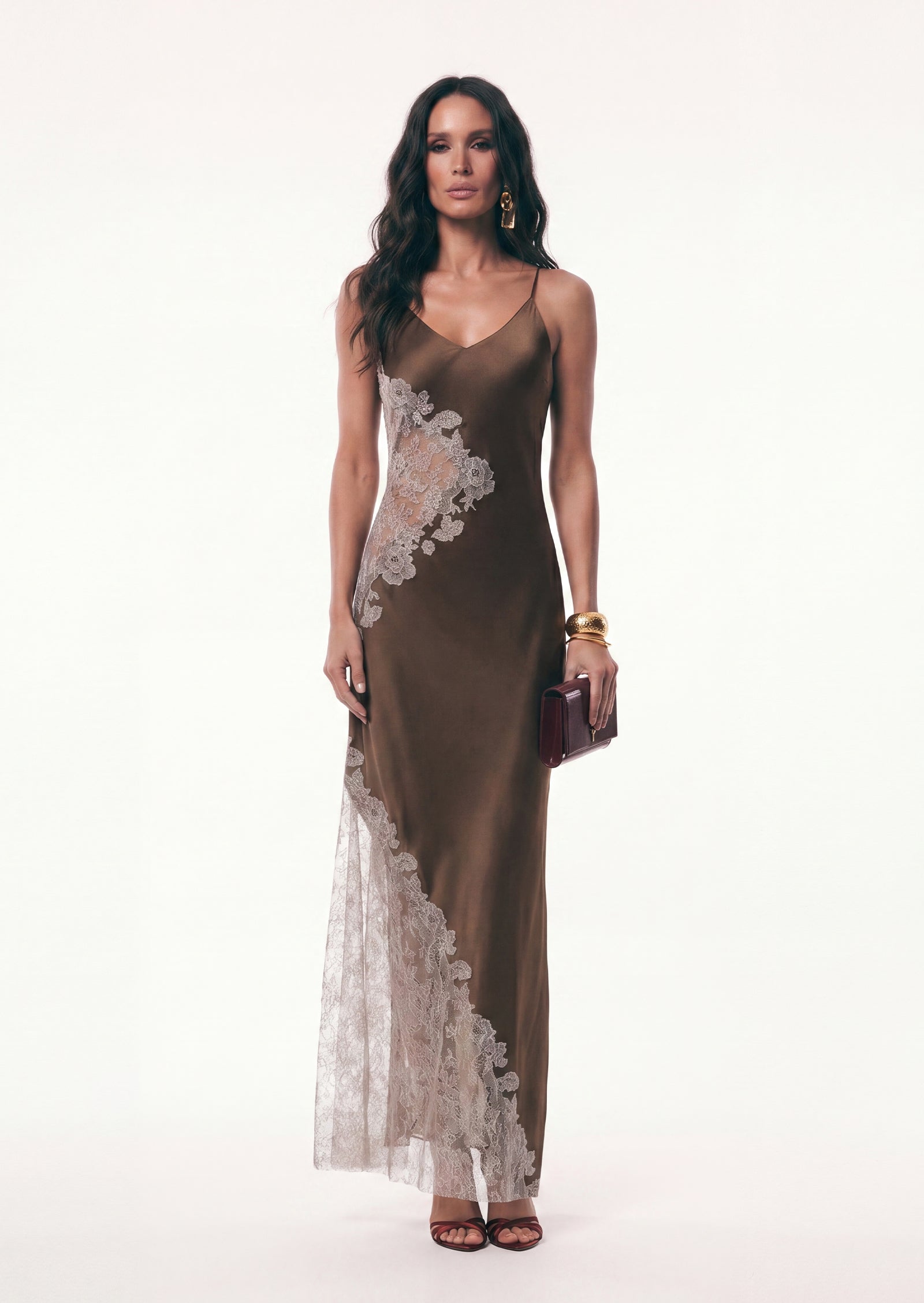 Midikleid in A-Linie mit Blumenmuster und Laternenärmeln