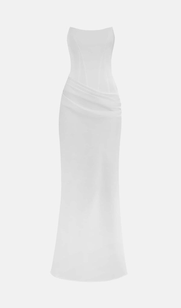 Satin Maxi Dress With Corset Bodice