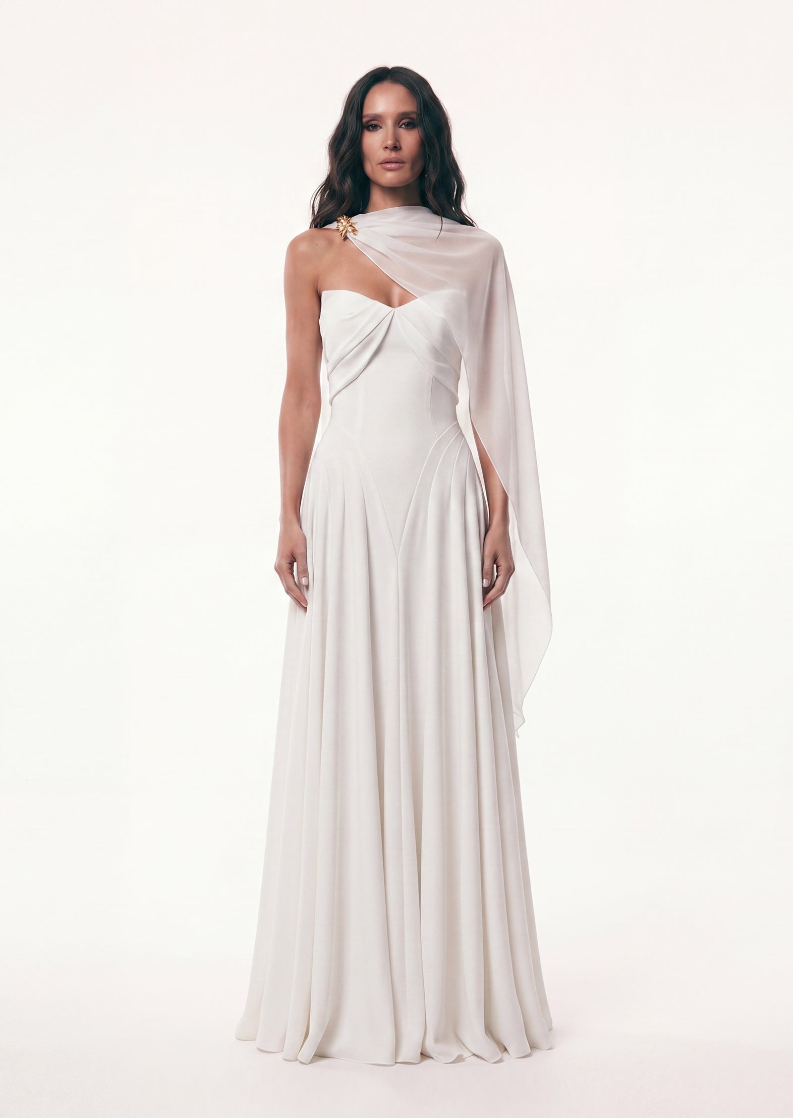Midikleid in A-Linie mit Blumenmuster und Laternenärmeln