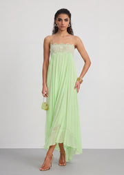 Vallea Chiffon Maxi Dress In Green
