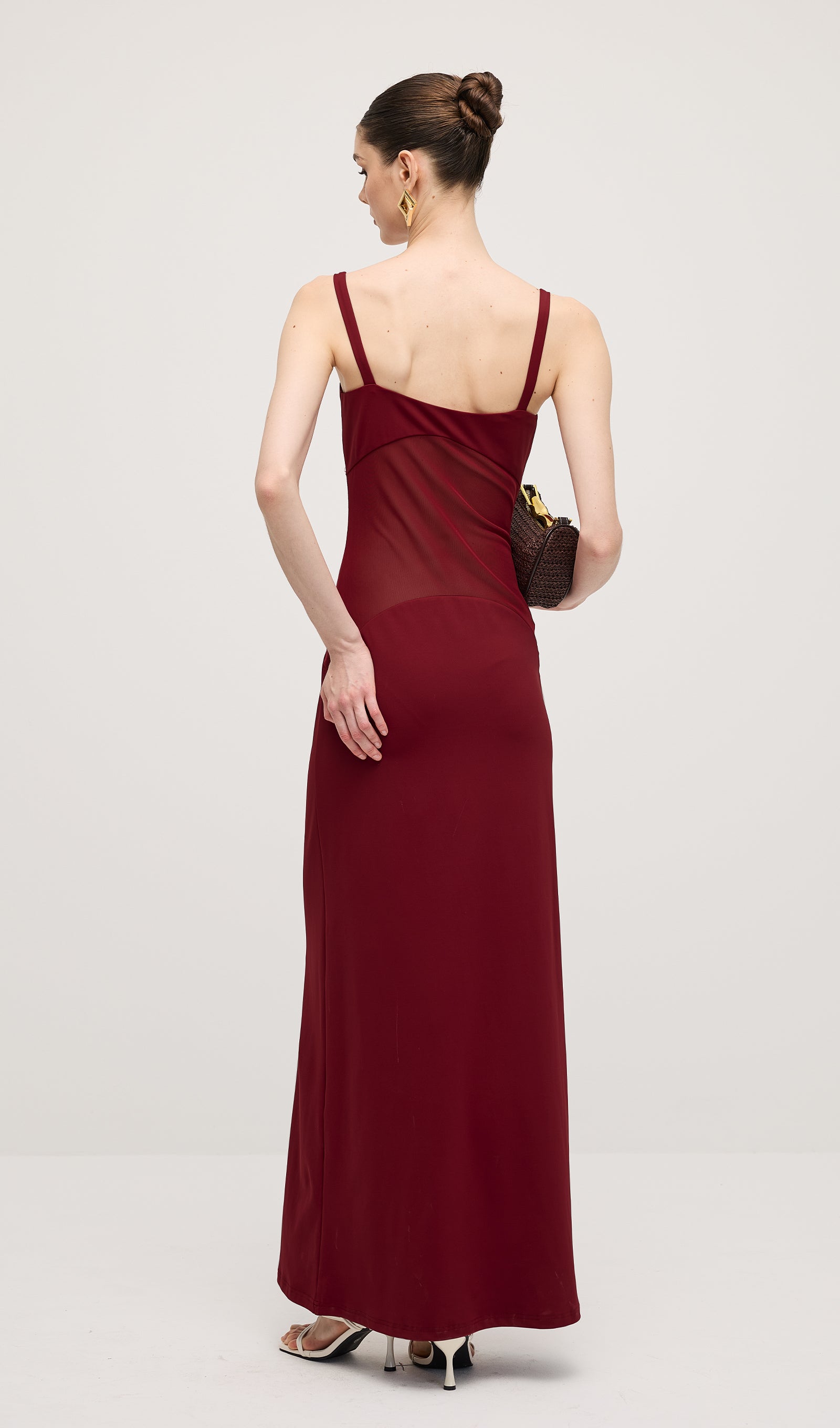 Red Sheer Knit Curve Maxi Dress