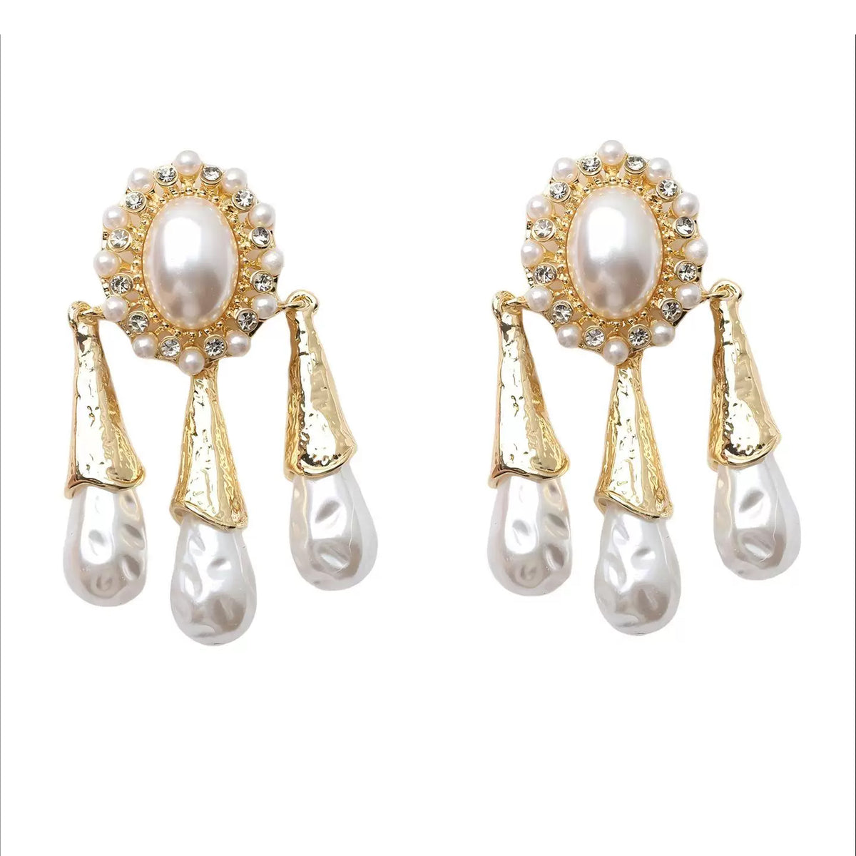 Edda Pearl Teardrop Tassel Earrings