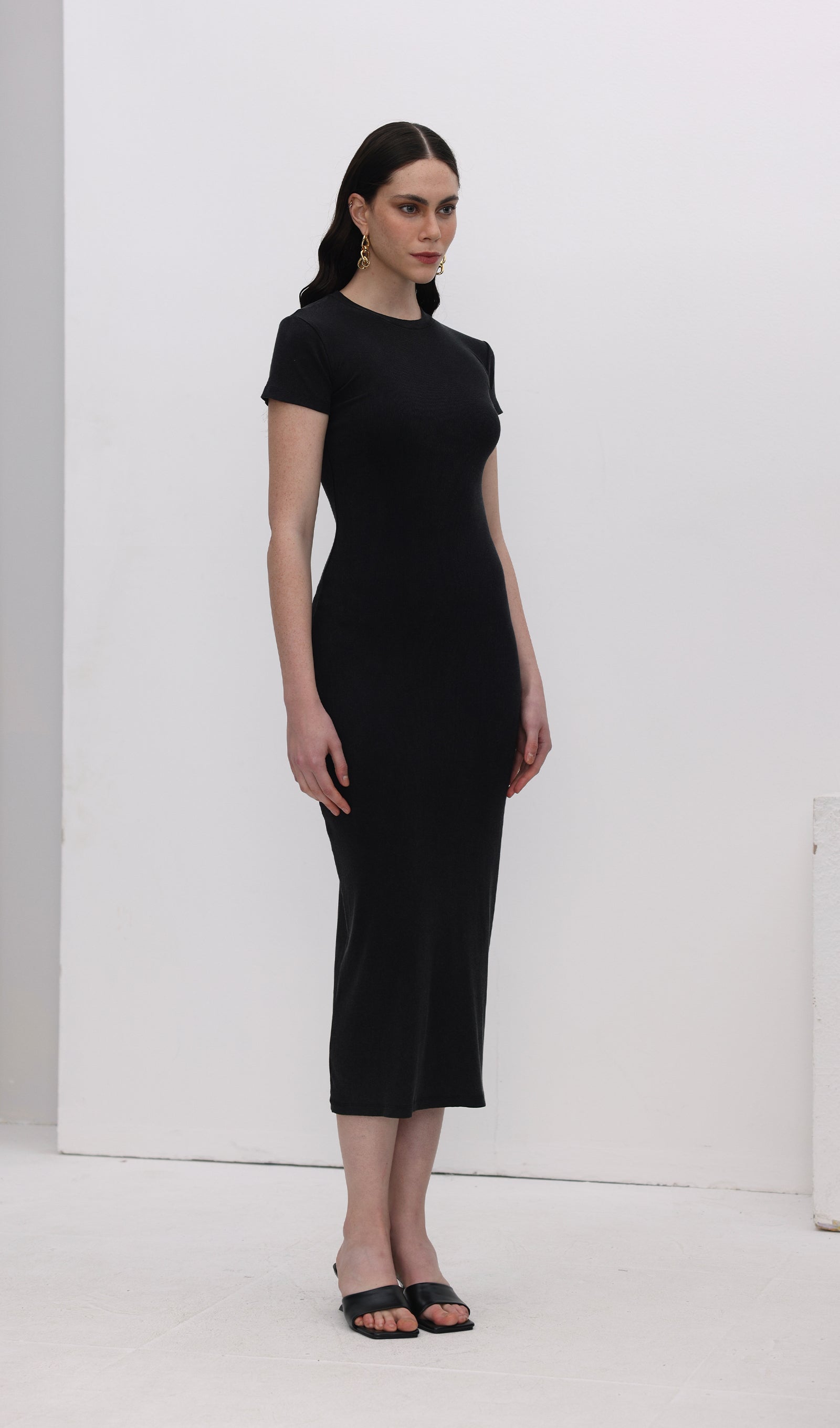 Midikleid in A-Linie mit Blumenmuster und Laternenärmeln