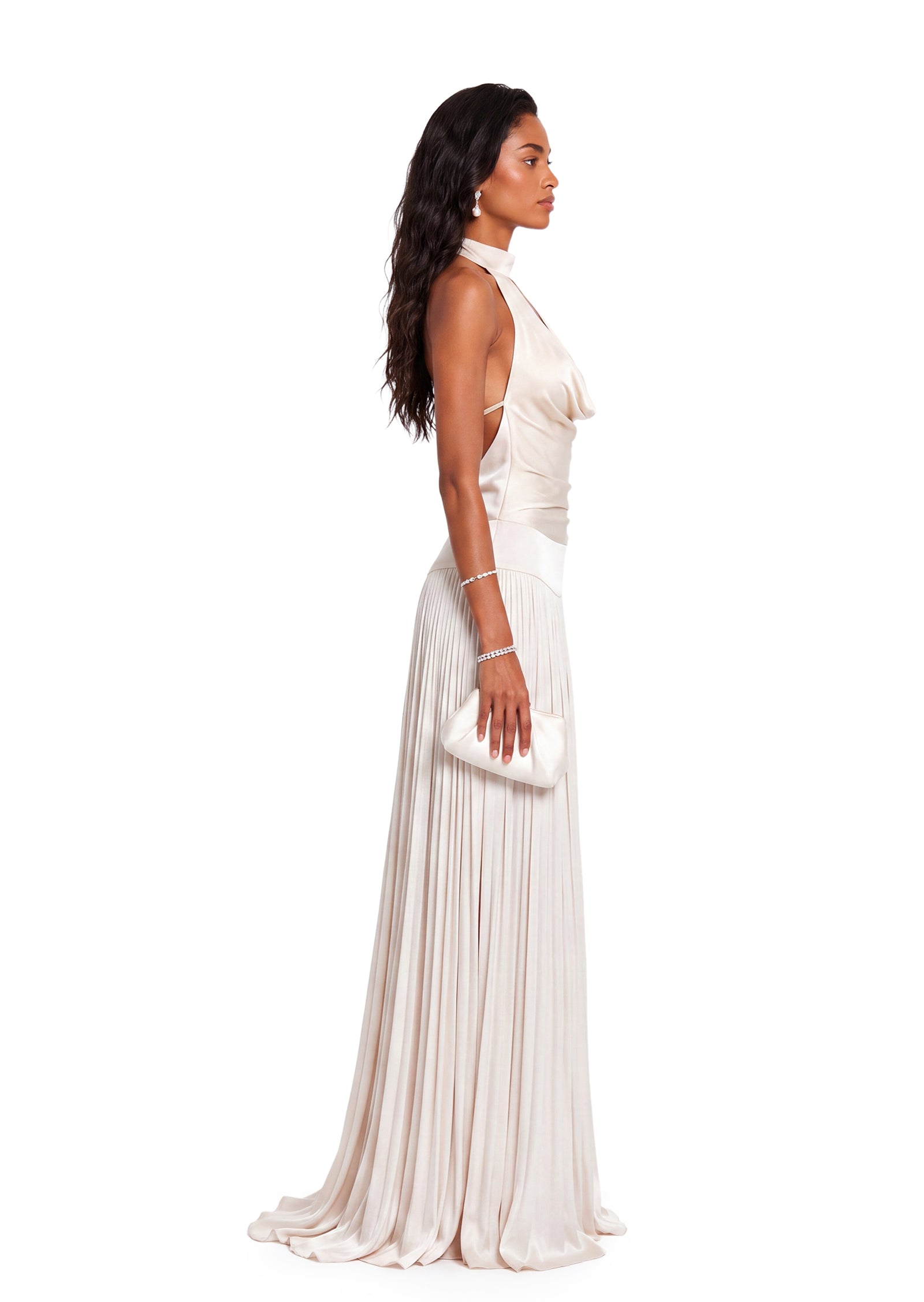 Gail Halter Neck Maxi Dress In White