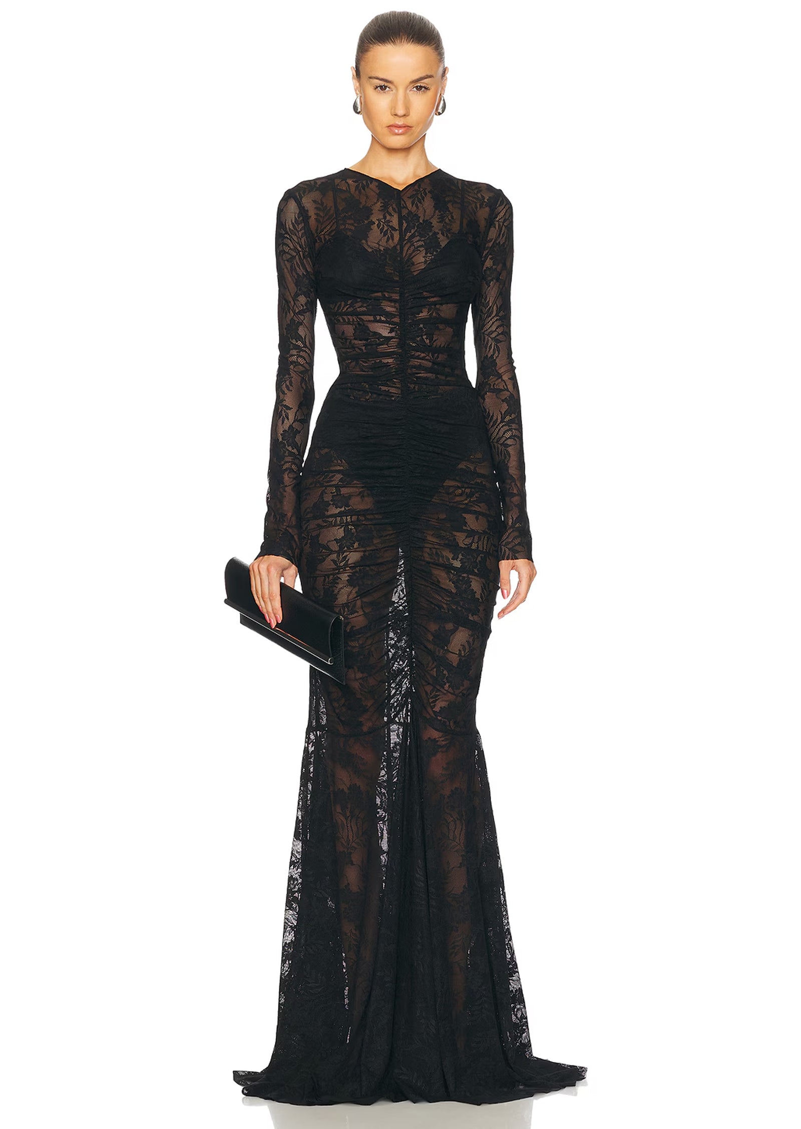 Kamali Sheer Lace Maxi Dress In Black