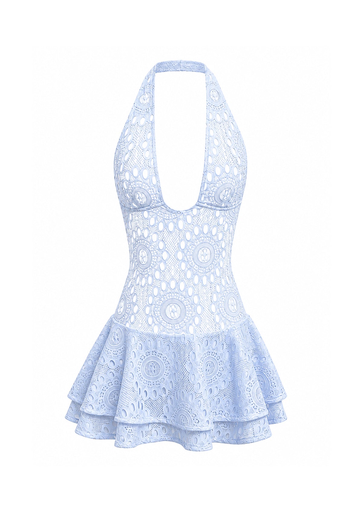 Midikleid in A-Linie mit Blumenmuster und Laternenärmeln
