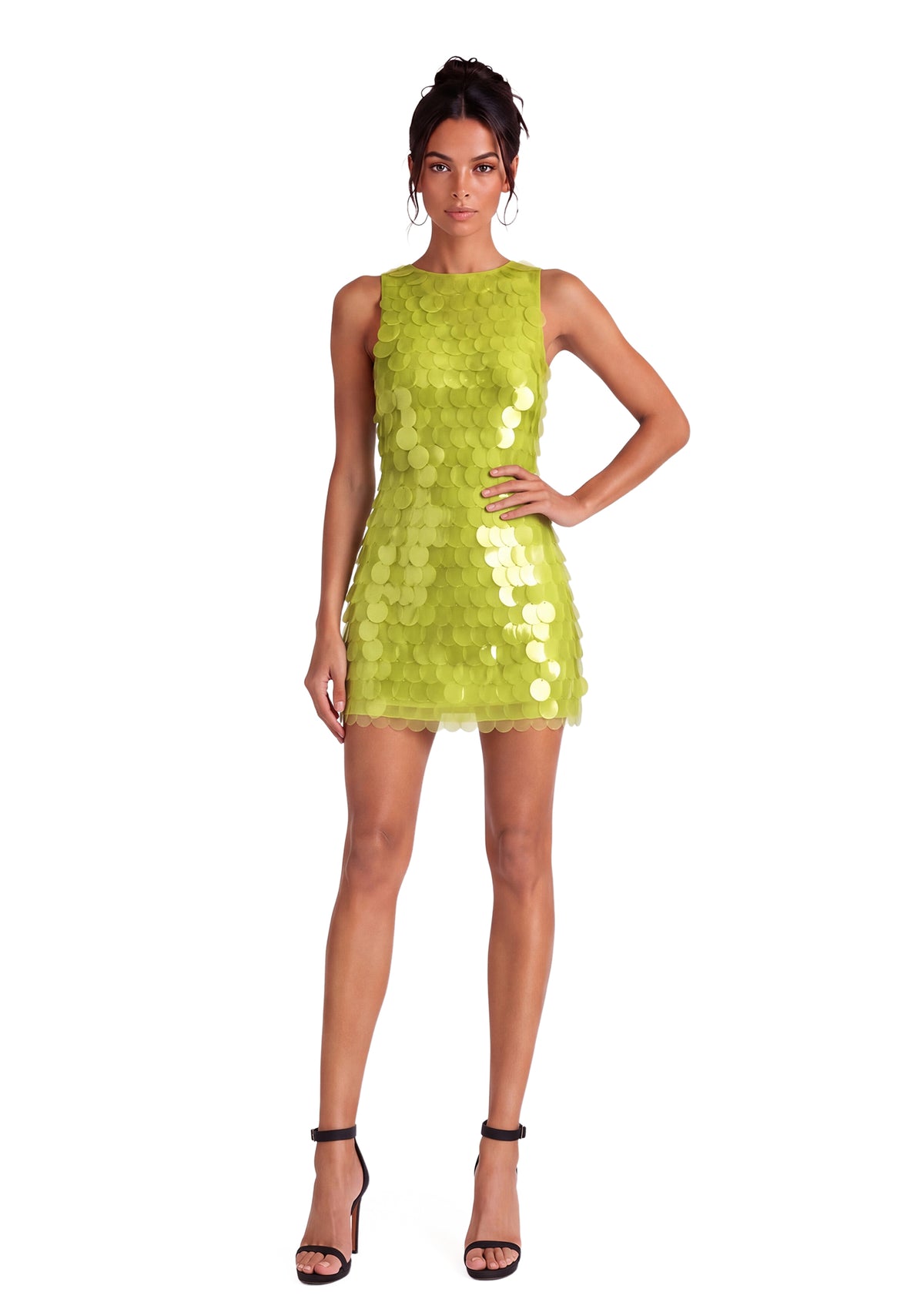 Lieu Sleeveless Open Back Sequined Mini Dress In Green