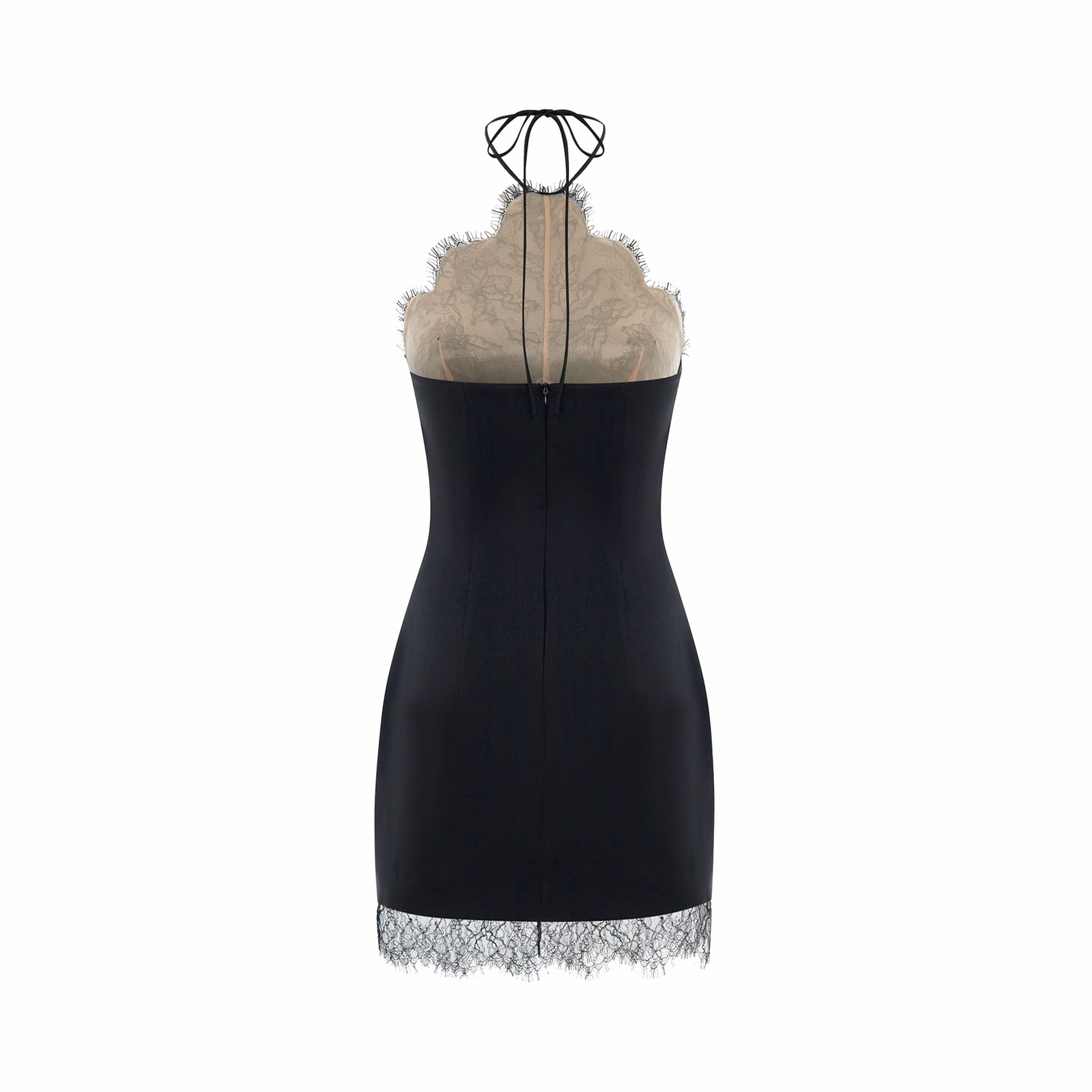 Ruby Halter Lace Mini Dress In Black