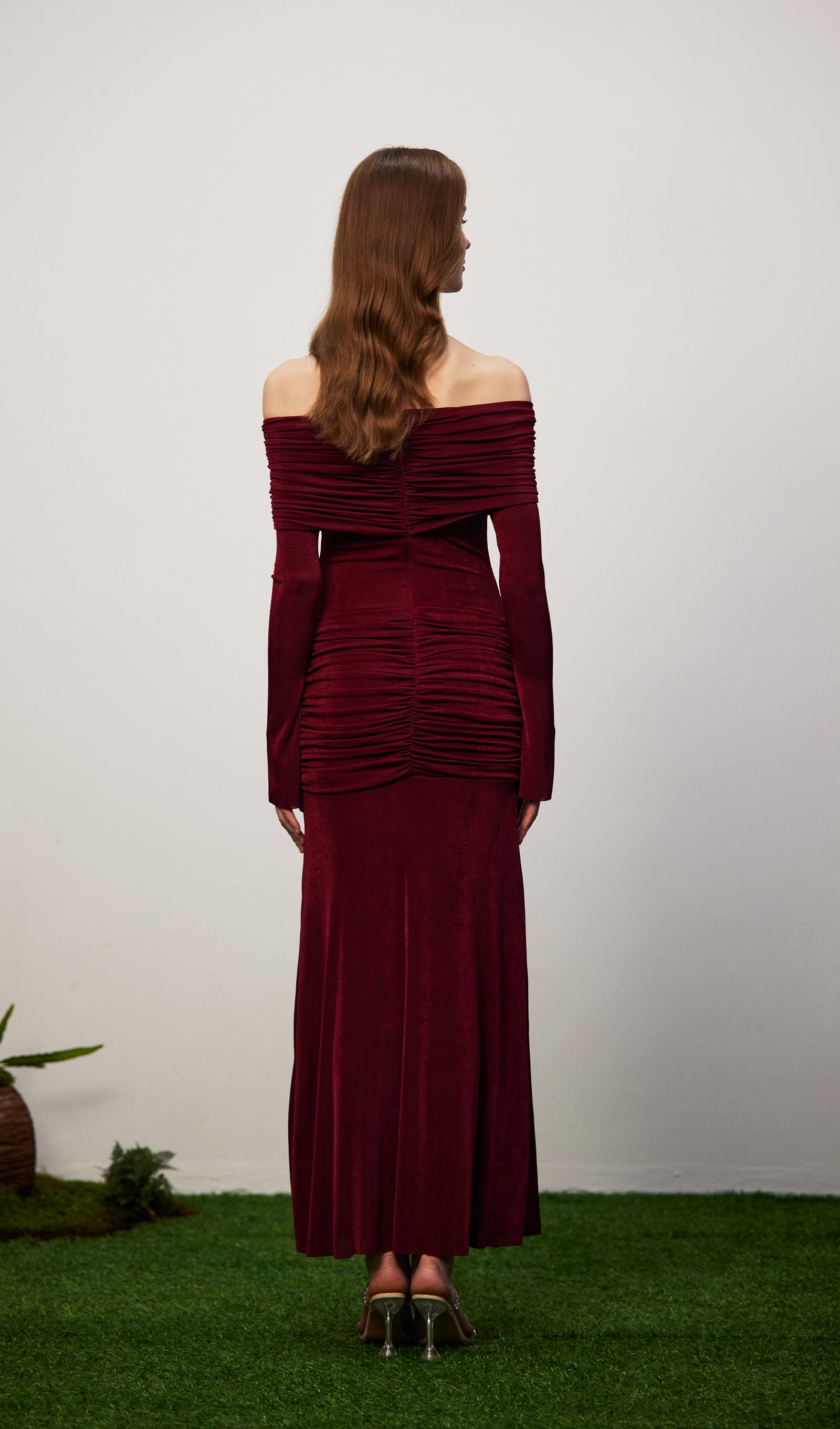 Midikleid in A-Linie mit Blumenmuster und Laternenärmeln