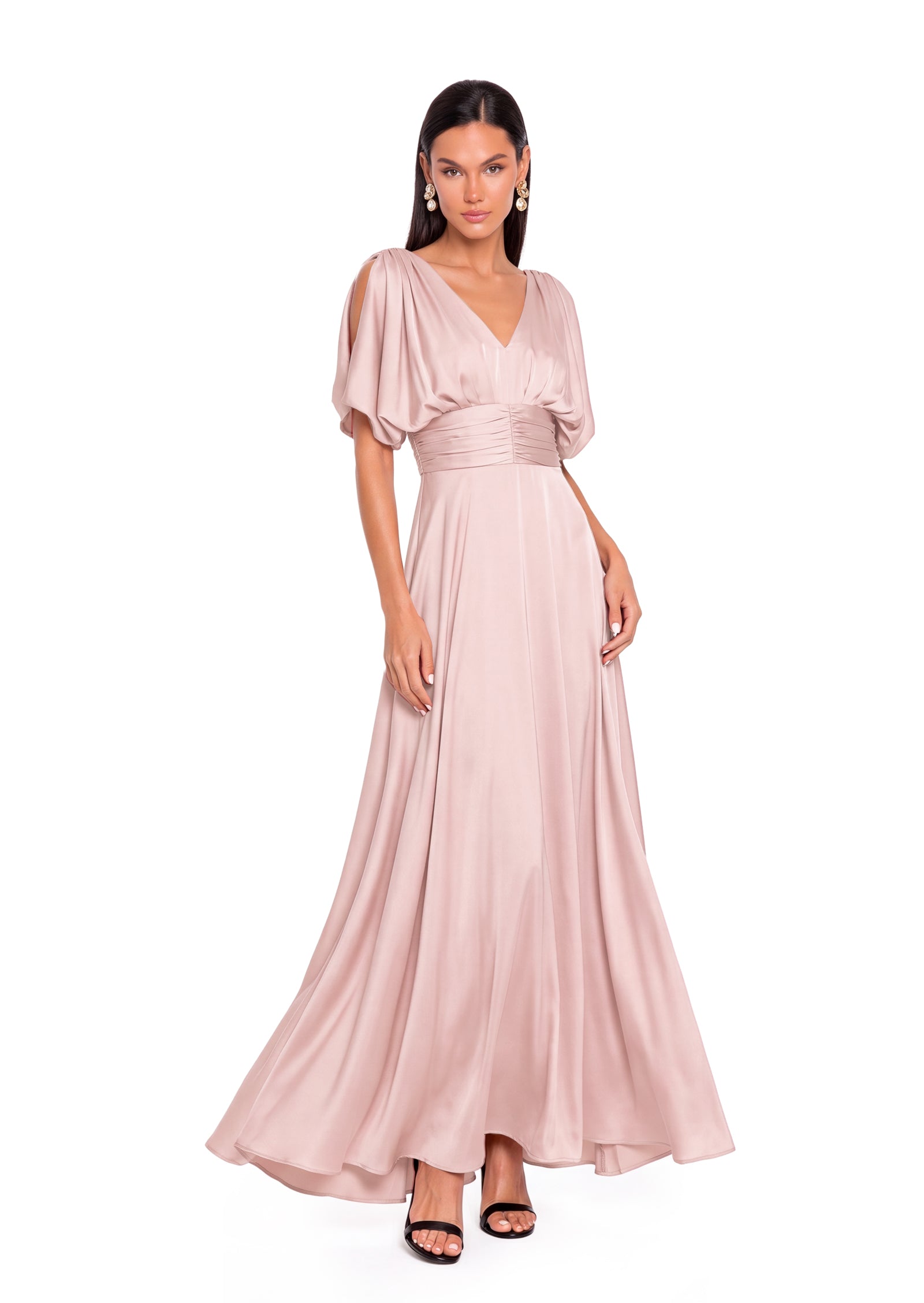 Jacobien Satin Midi Dress In Pink