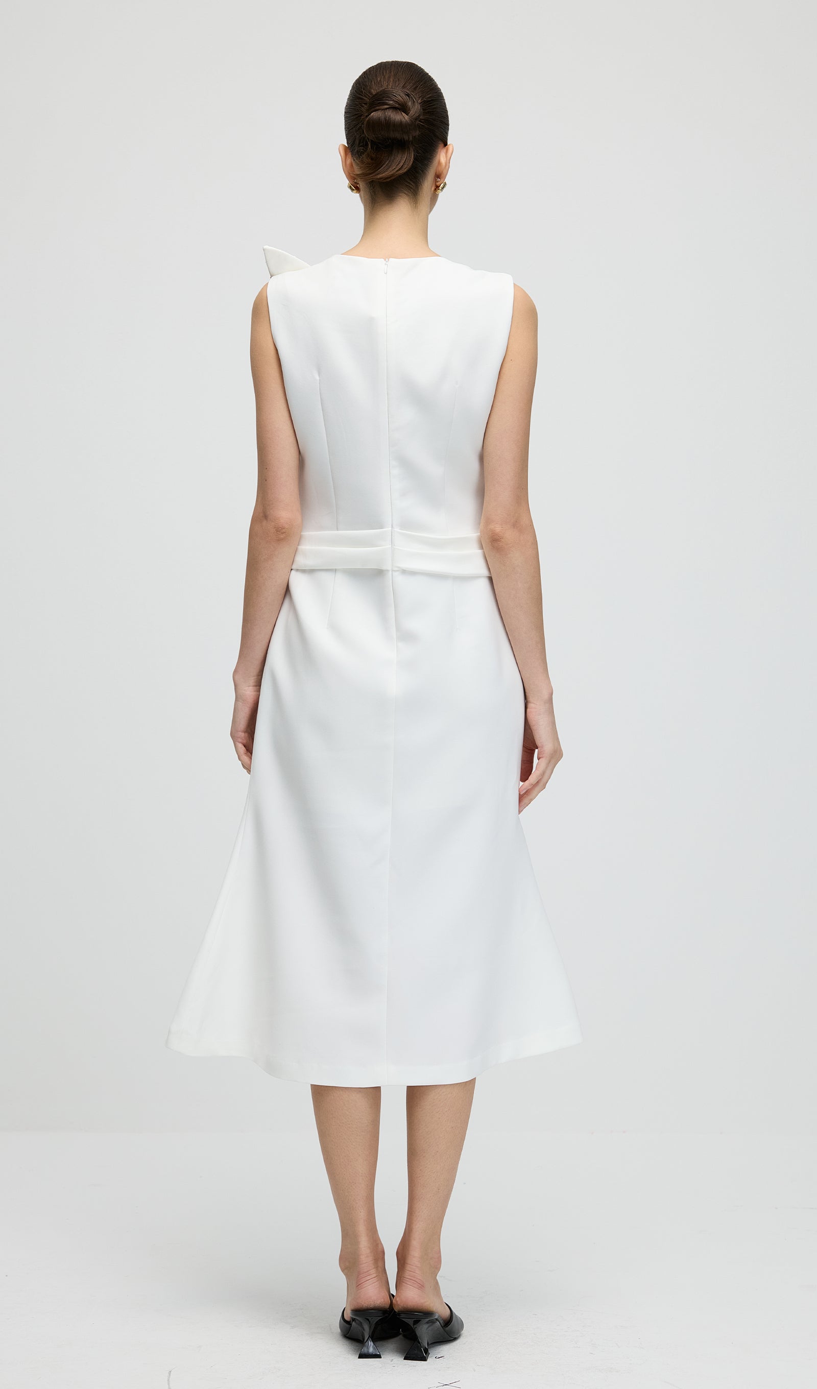 Midikleid in A-Linie mit Blumenmuster und Laternenärmeln