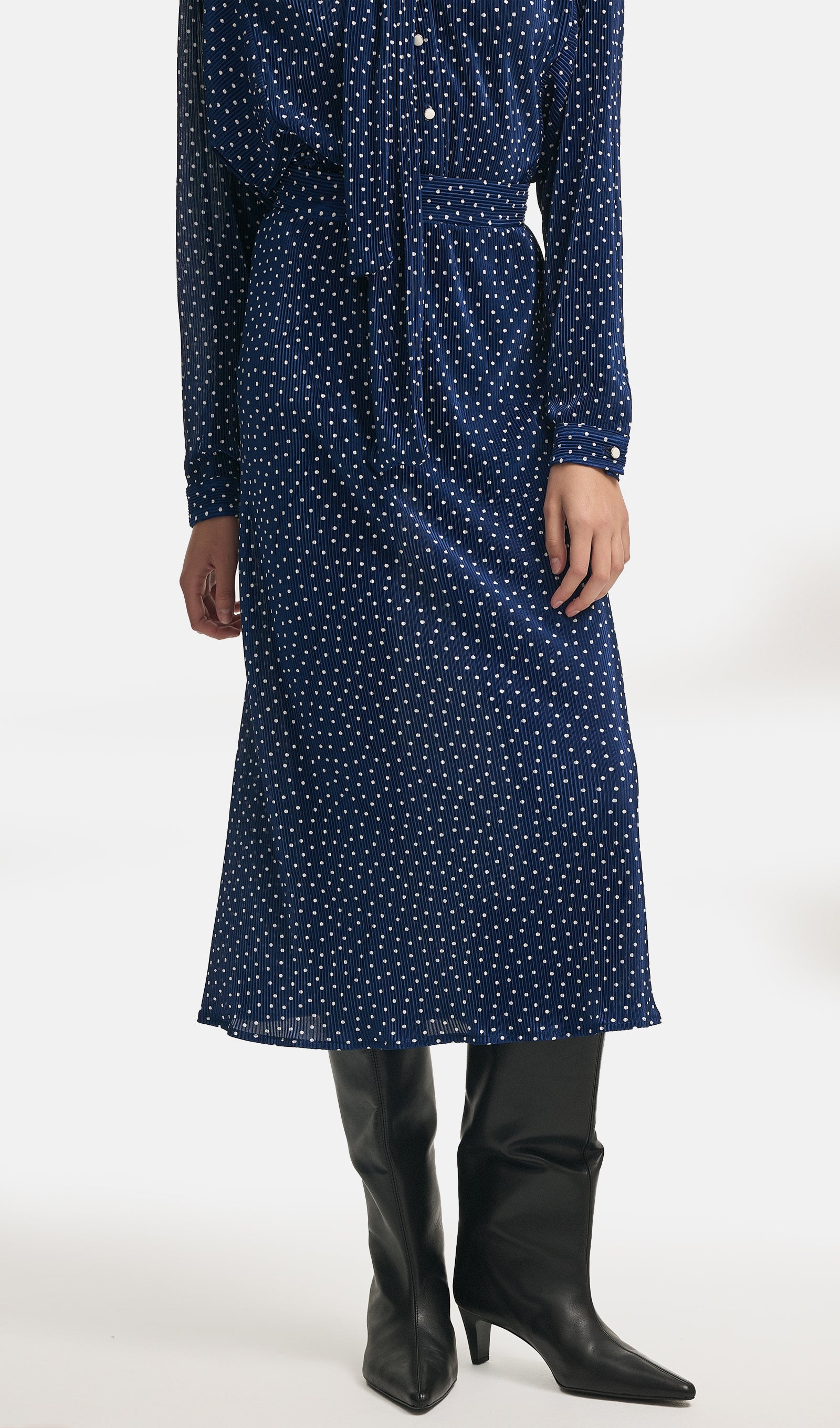 Midikleid in A-Linie mit Blumenmuster und Laternenärmeln
