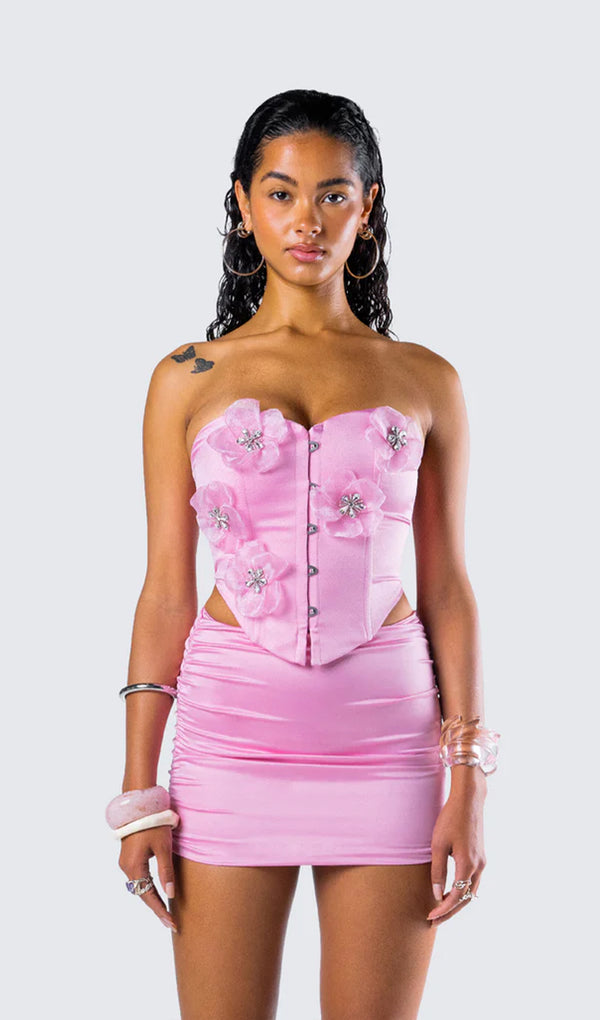 Pink Flower Corset Top