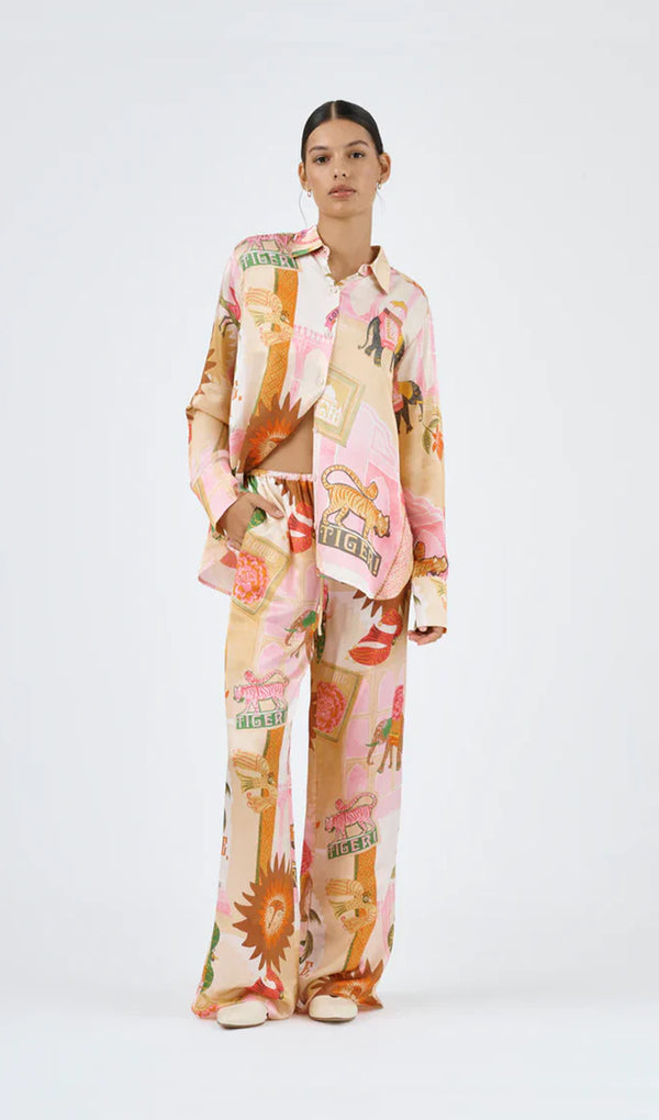 Floral Long Shirt And Pants Set