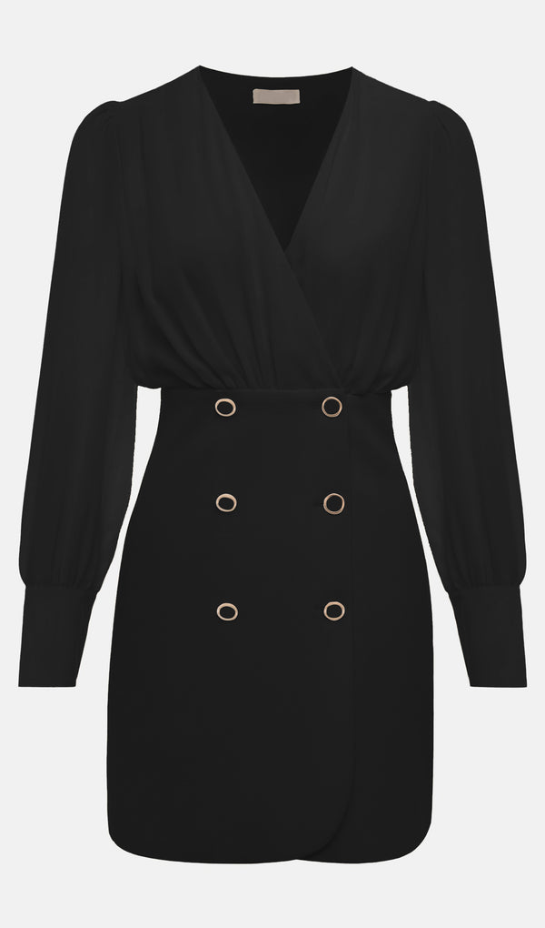 Combo With Wrap Bodice Mini Dress Black