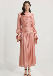 Midikleid in A-Linie mit Blumenmuster und Laternenärmeln