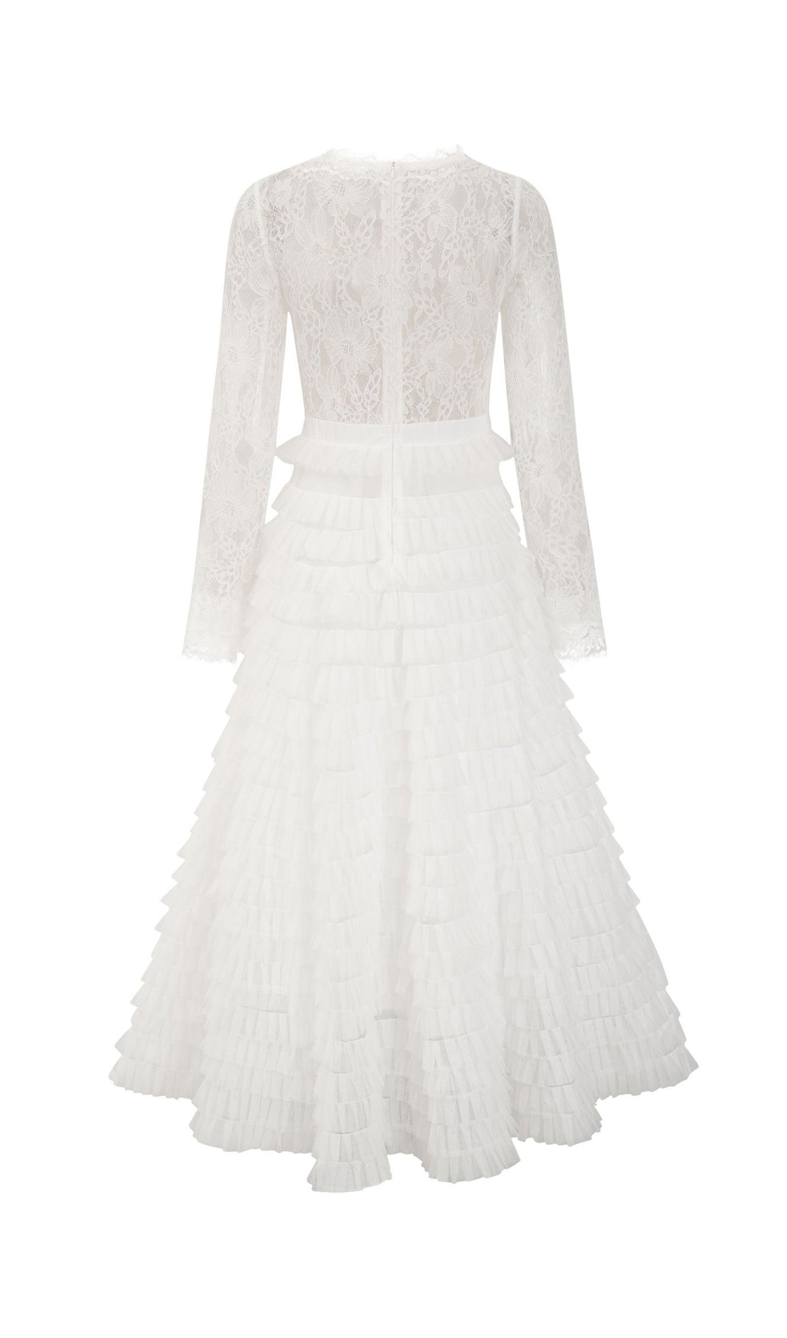 Long Sleeve Lace Mesh Midi Layered Dress