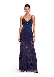 Tabby Sleeveless Lace Maxi Dress In Blue