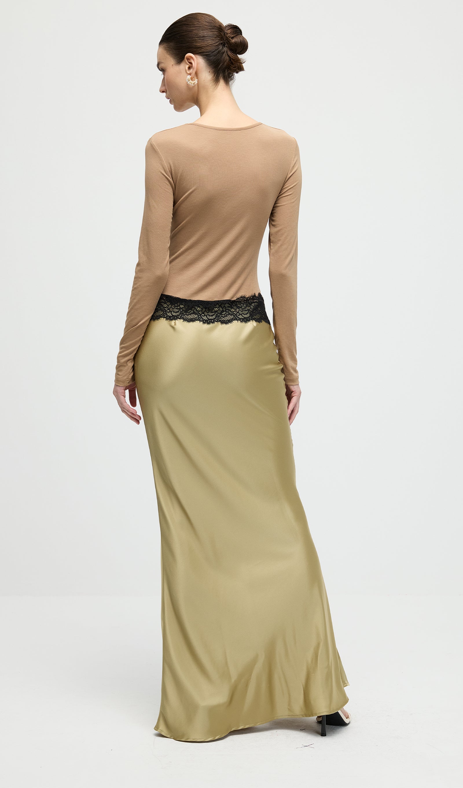 Open Twist Lace Maxi Dress In Eucalypt Black