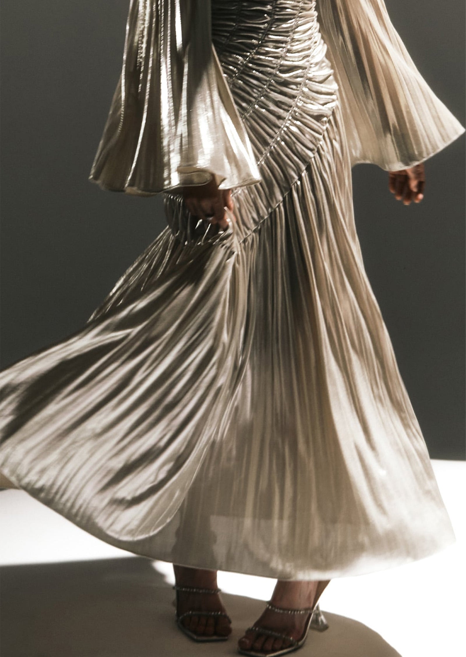 Metallic Ruffled Maxi Dress