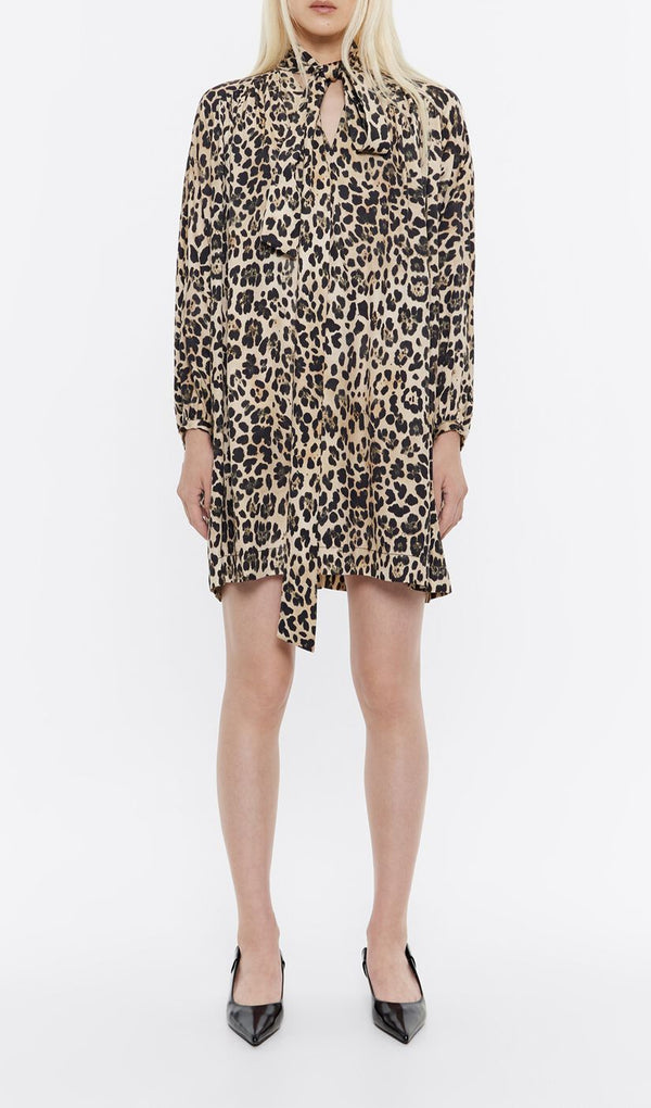 Leopard Beige Mini Dress