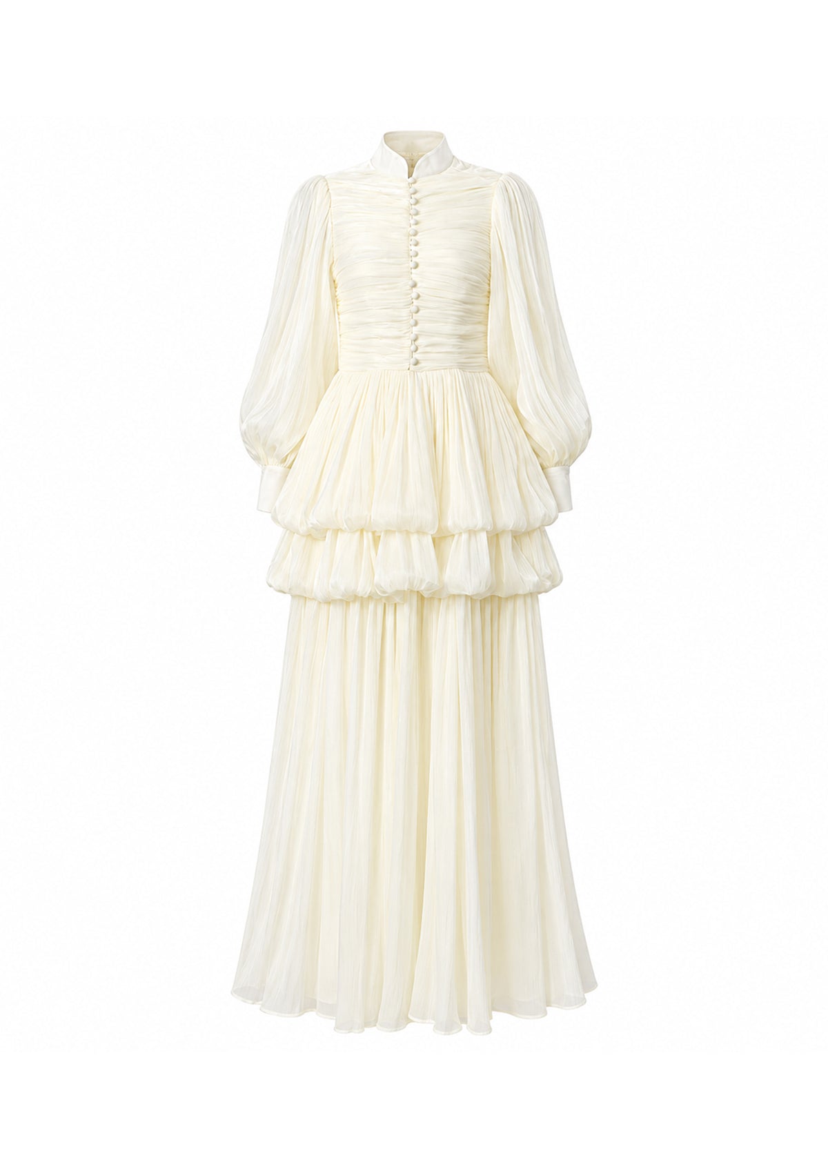 Midikleid in A-Linie mit Blumenmuster und Laternenärmeln