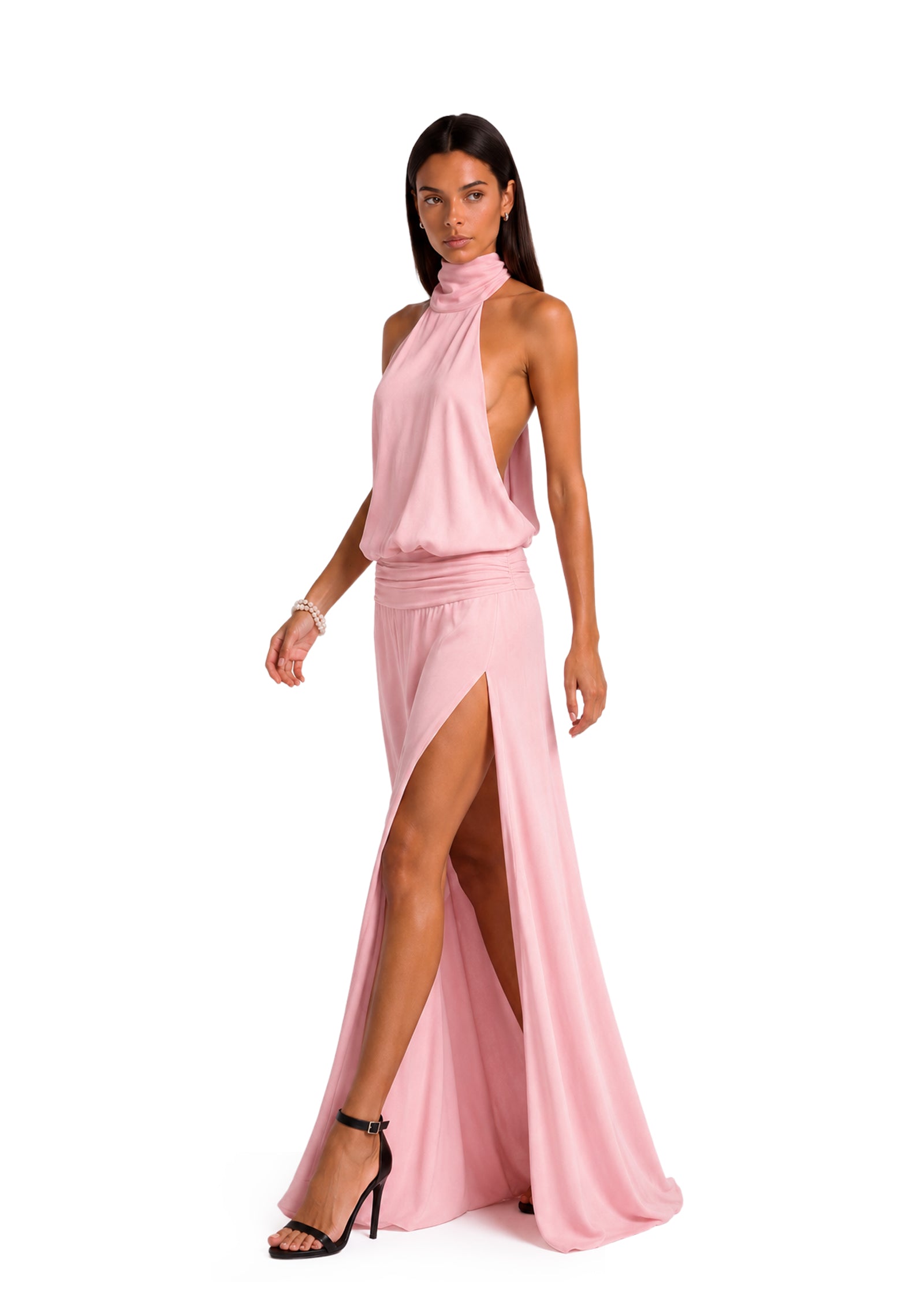 Midikleid in A-Linie mit Blumenmuster und Laternenärmeln
