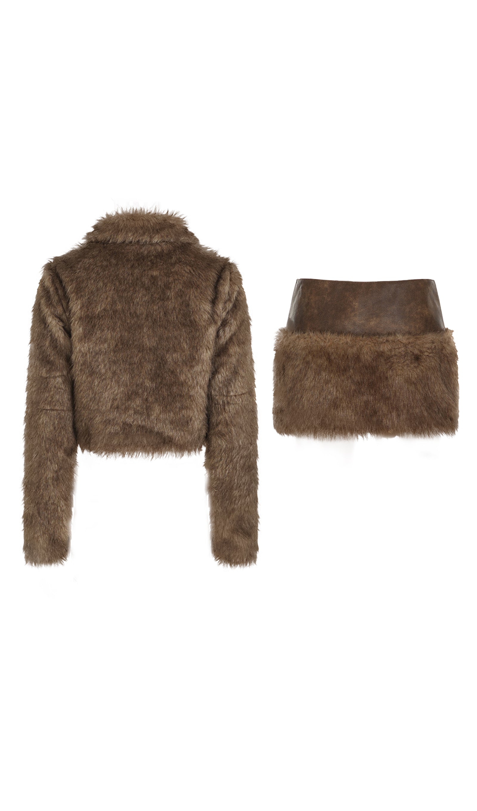 Leather And Faux Fur Two-Piece Set