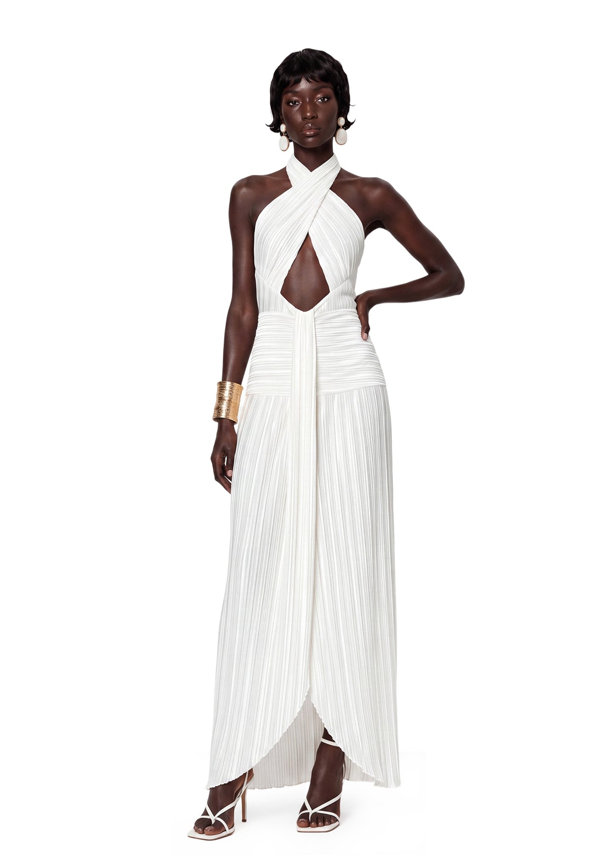 Sabeen Satin Halter Neck Maxi Dress