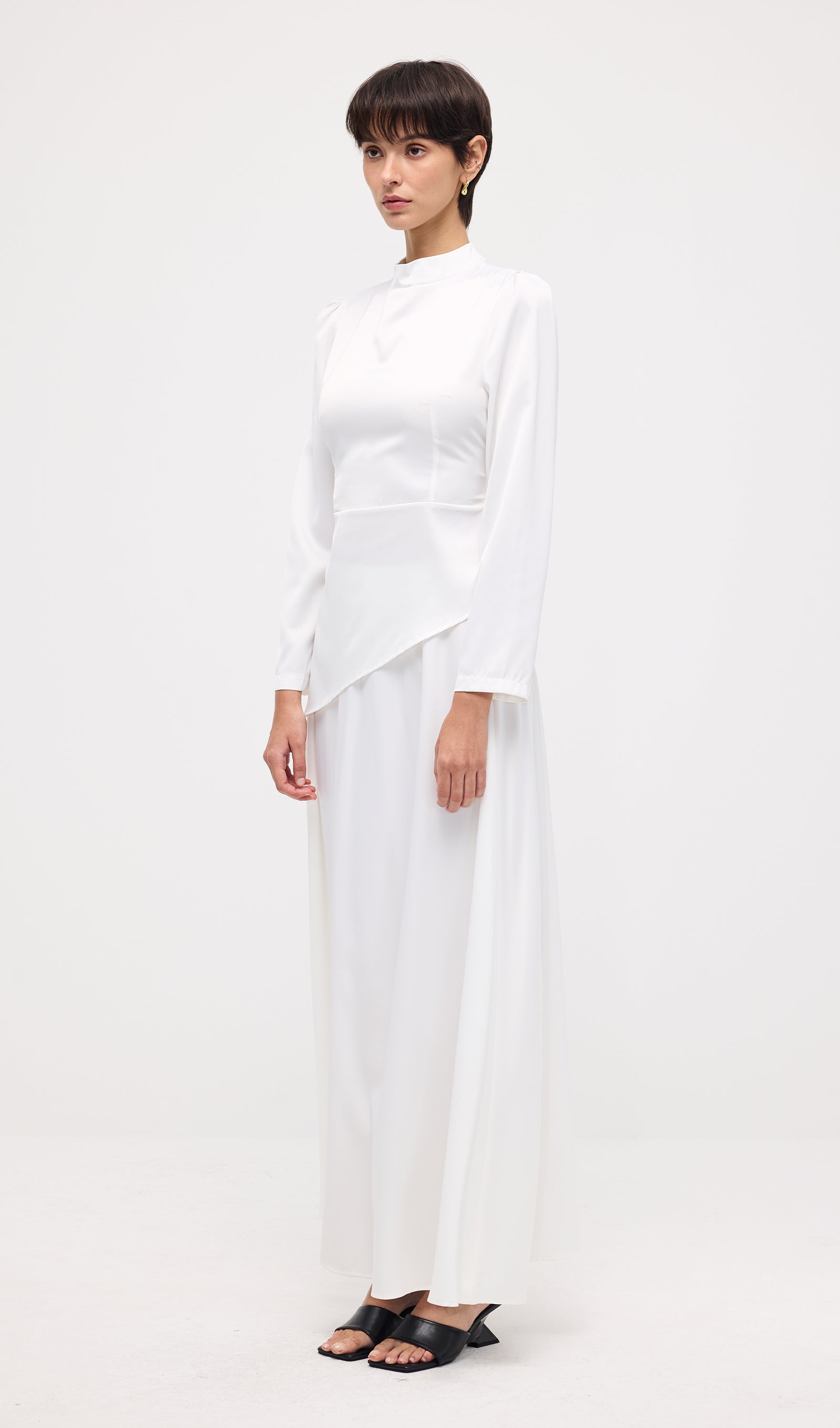 Satin Long Sleeve Two Piece Set Maxi Dress